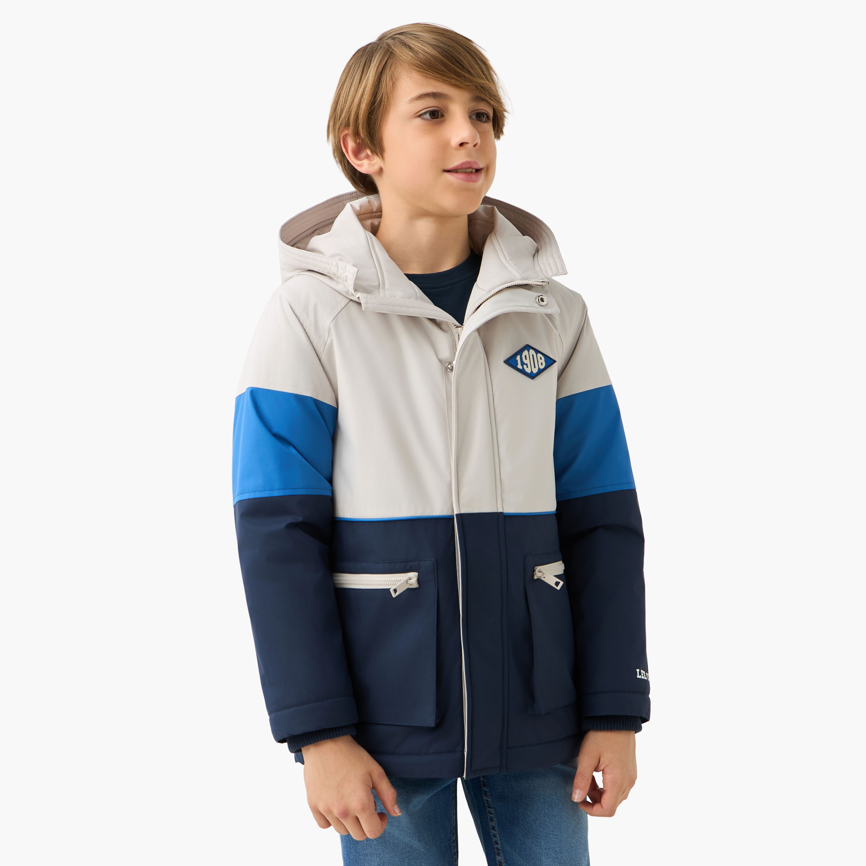 Lee Cooper Panelled Zip Through Hooded Jacket with Long Sleeves-boys-clothing-jacketsandcoats-image-1