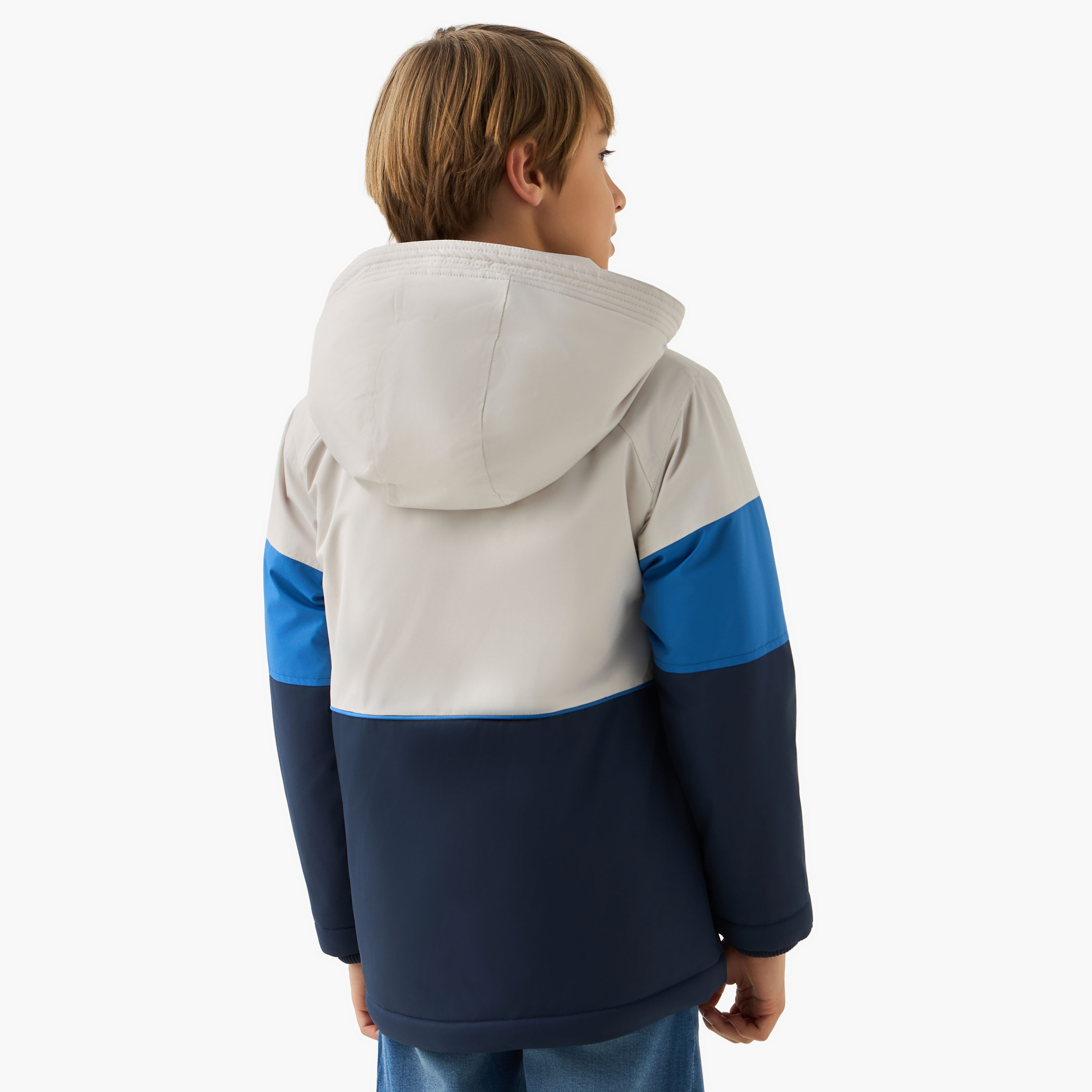 Lee Cooper Panelled Zip Through Hooded Jacket with Long Sleeves-boys-clothing-jacketsandcoats-image-3