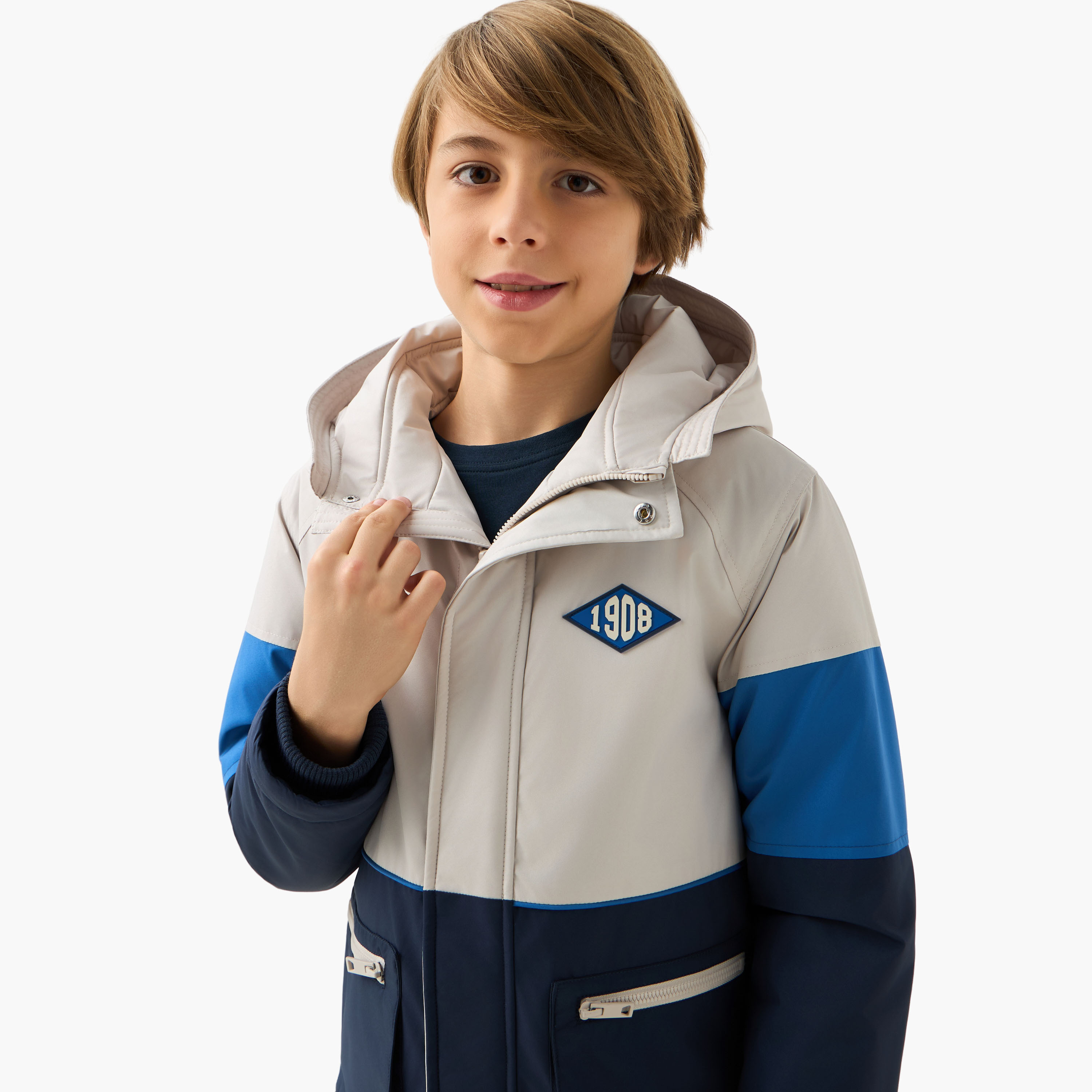 Lee Cooper Panelled Zip Through Hooded Jacket with Long Sleeves-boys-clothing-jacketsandcoats-image-4
