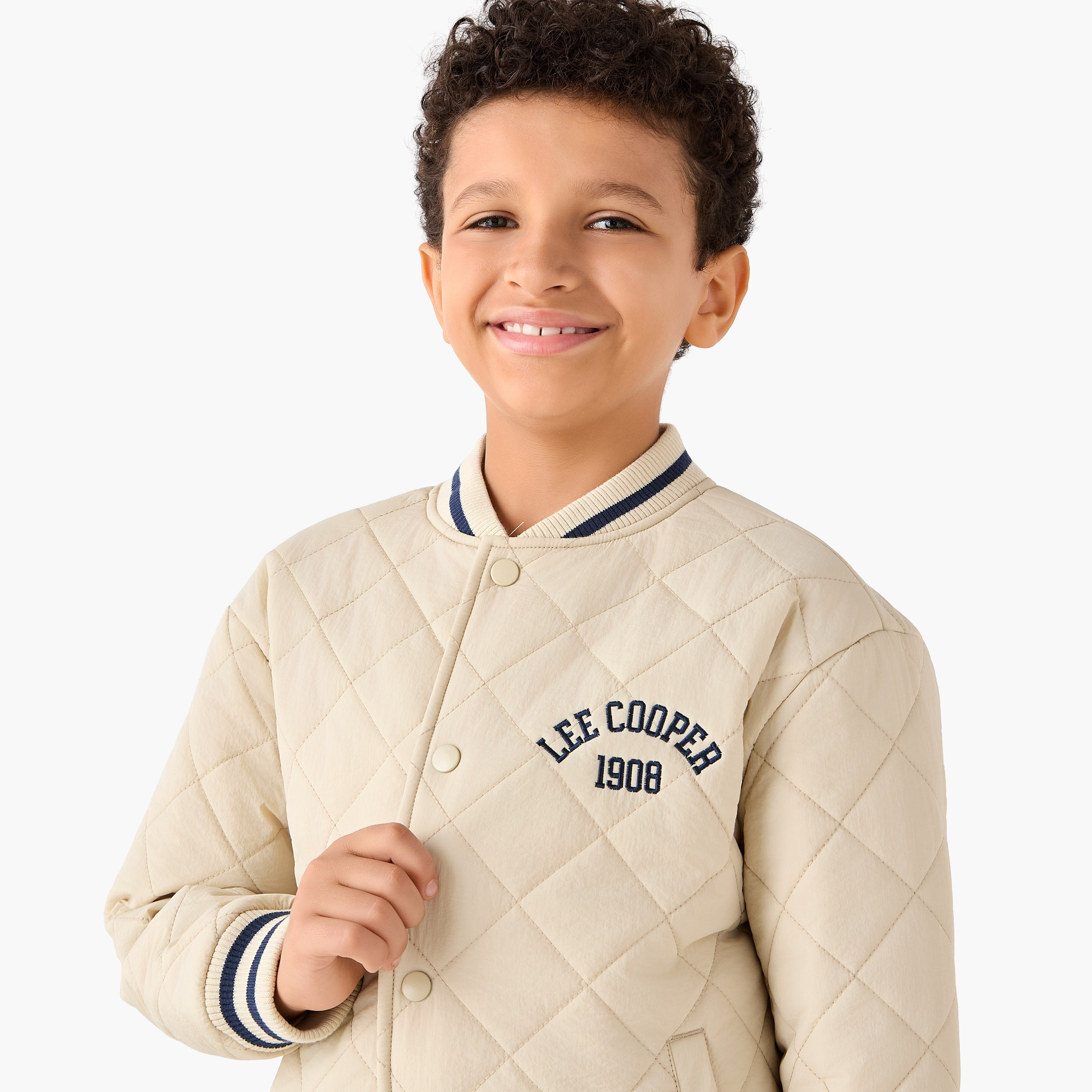 Lee Cooper Quilted Bomber Jacket with Snap Button Closure-boys-clothing-jacketsandcoats-image-4