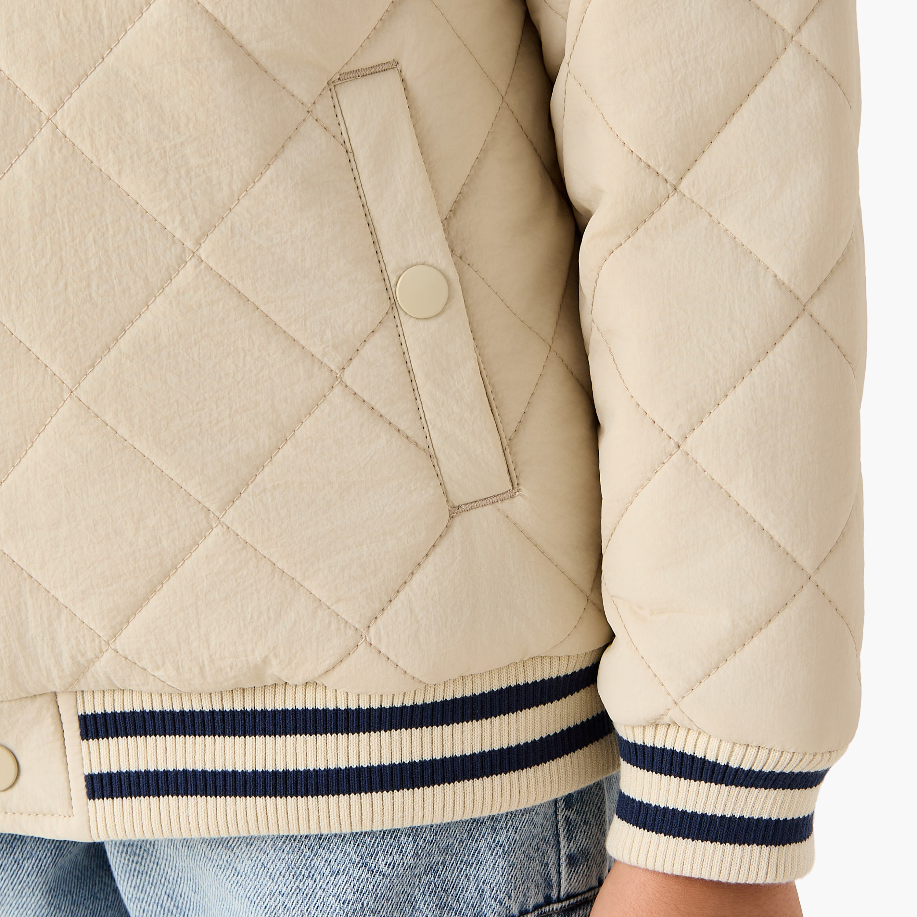 Lee Cooper Quilted Bomber Jacket with Snap Button Closure-boys-clothing-jacketsandcoats-image-5