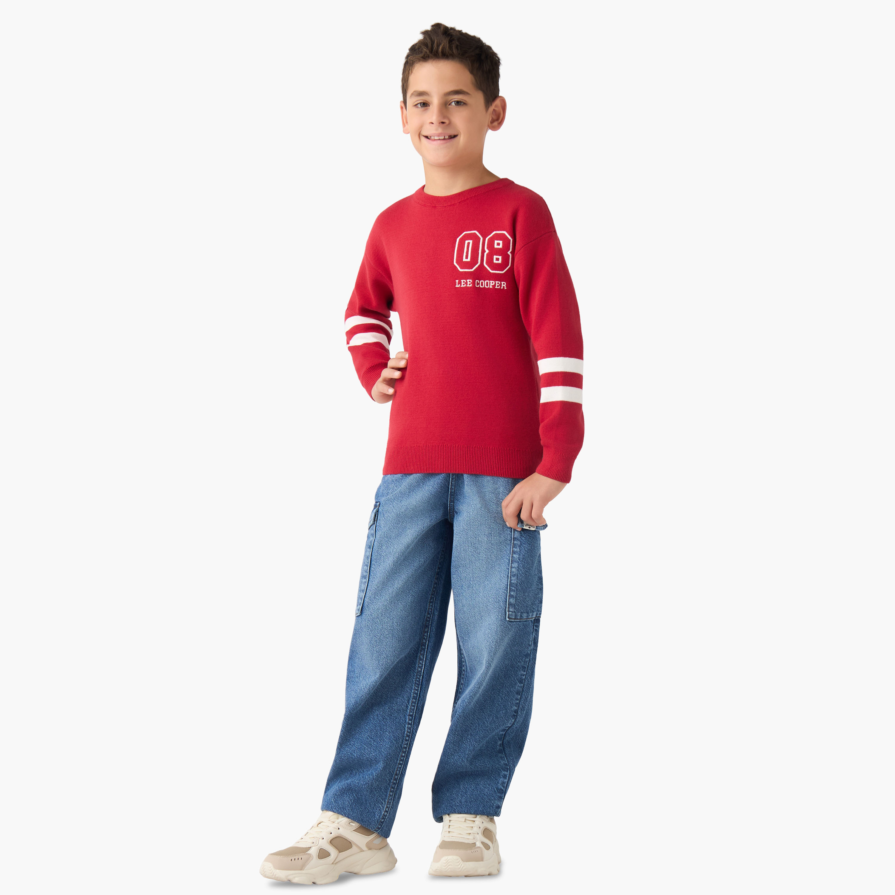 Lee Cooper Logo Embroidered Pullover with Long Sleeves-boys-clothing-jumpersandcardigans-image-2