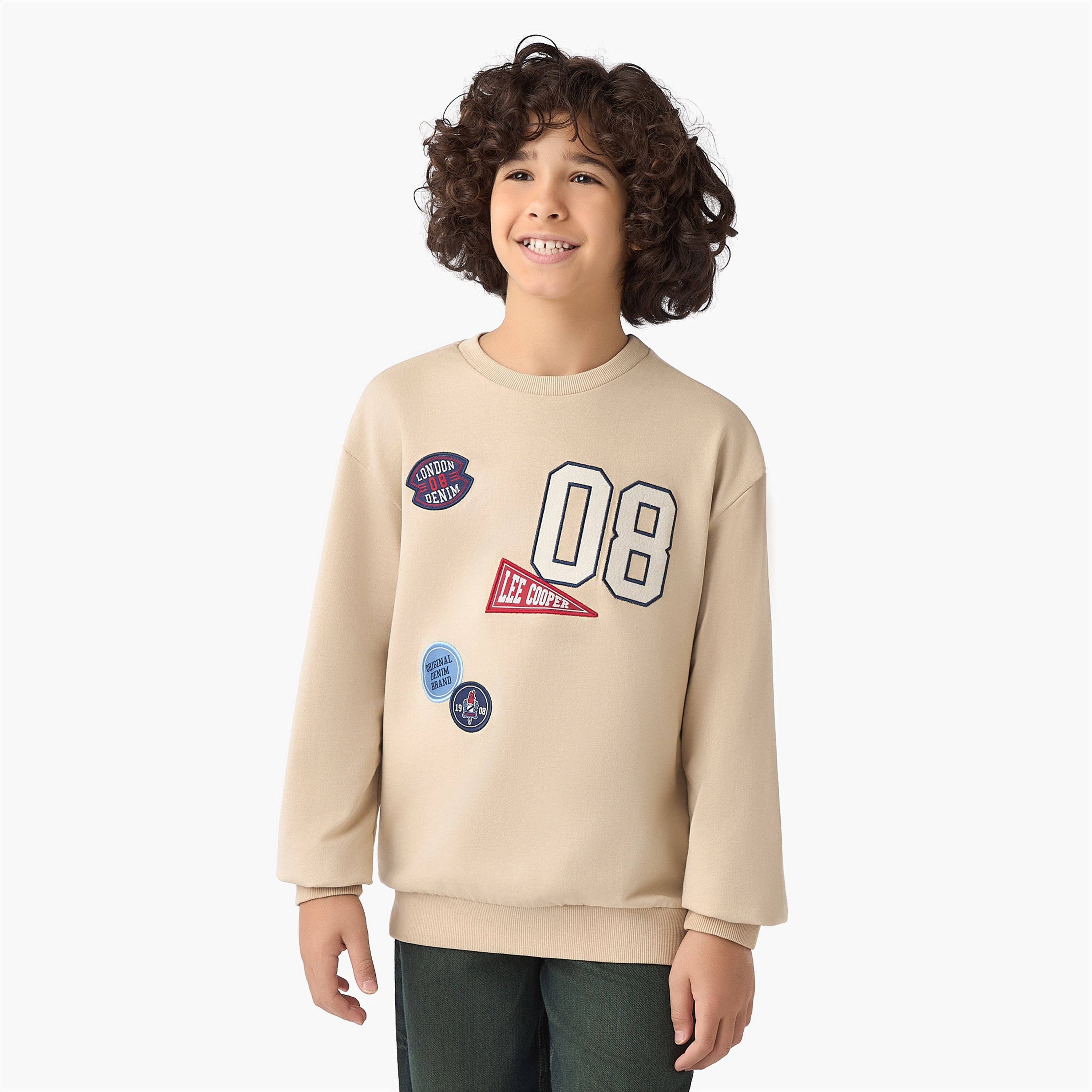 Lee Cooper Round Neck Sweatshirt with Varsity Applique-boys-clothing-jumpersandcardigans-image-1