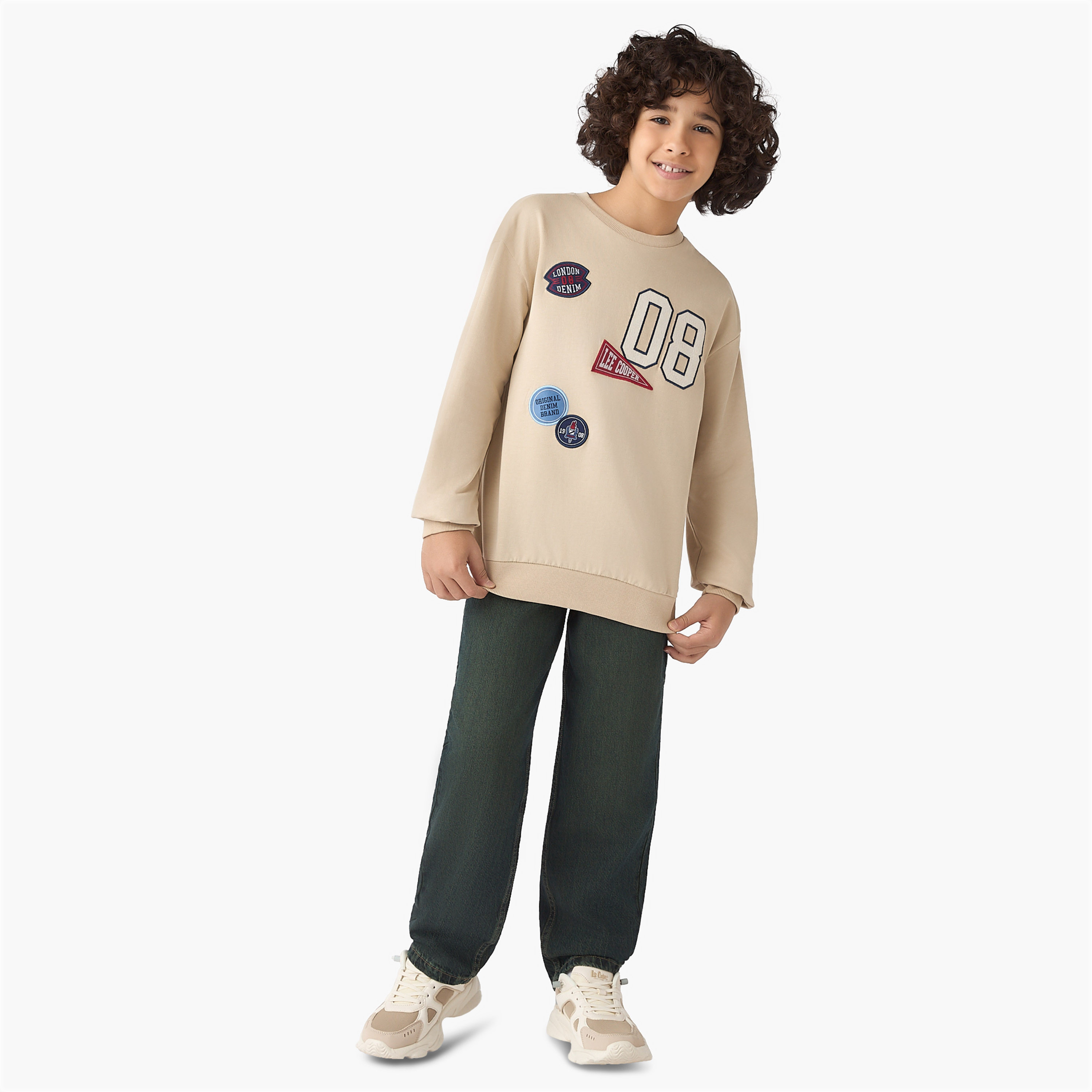 Lee Cooper Round Neck Sweatshirt with Varsity Applique-boys-clothing-jumpersandcardigans-image-2