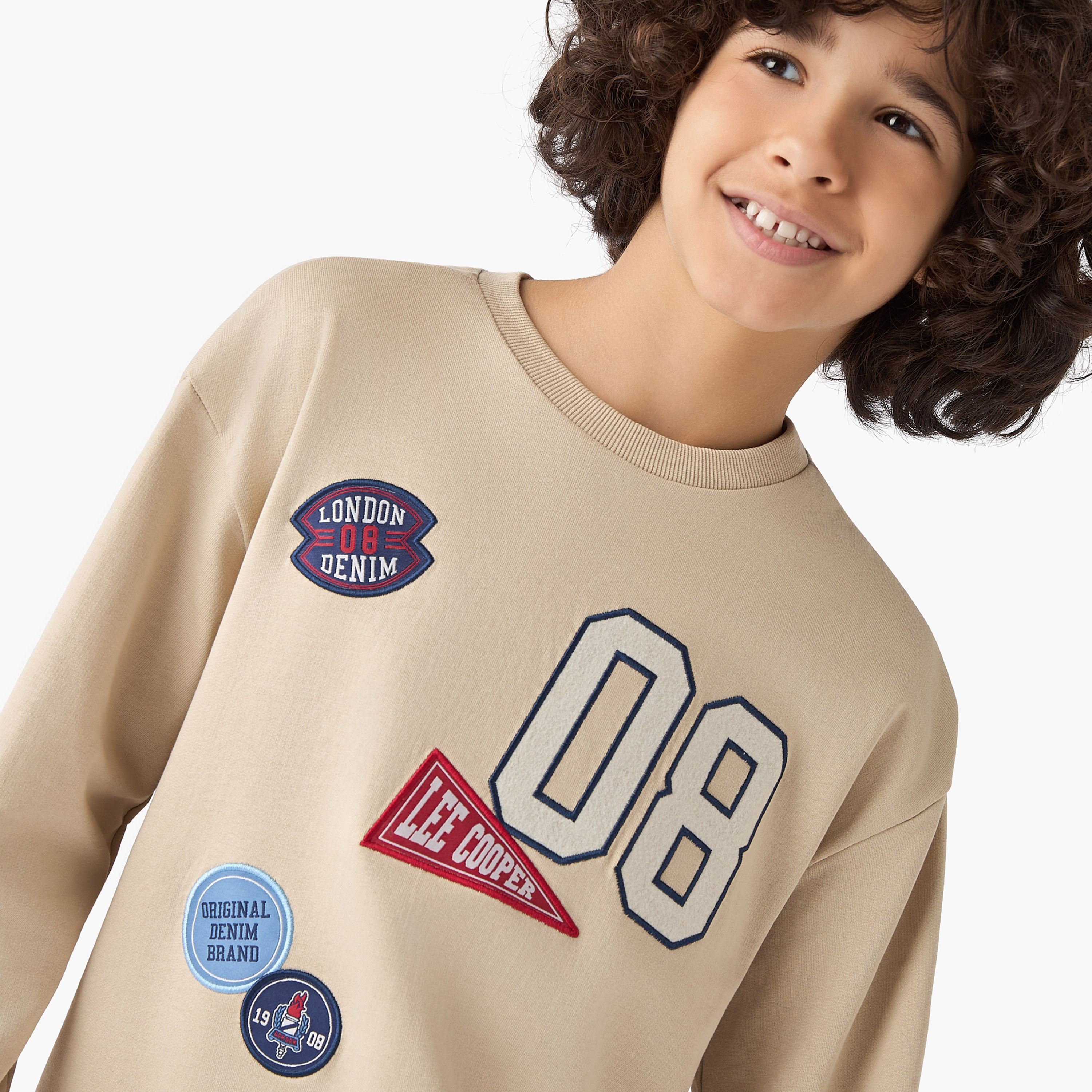 Lee Cooper Round Neck Sweatshirt with Varsity Applique-boys-clothing-jumpersandcardigans-image-4