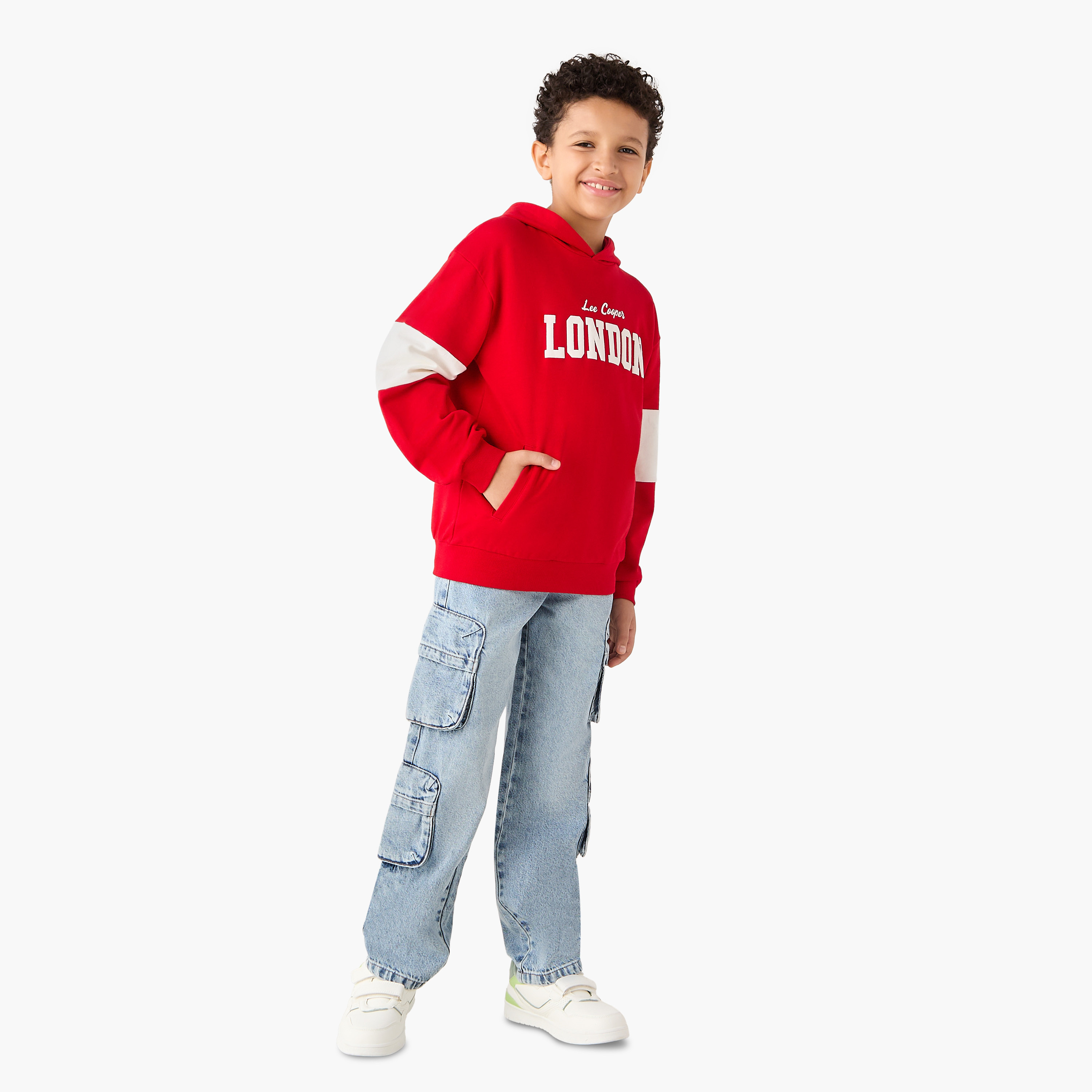 Lee Cooper Typographic Print Hoodie with Long Sleeves-boys-clothing-jumpersandcardigans-image-2