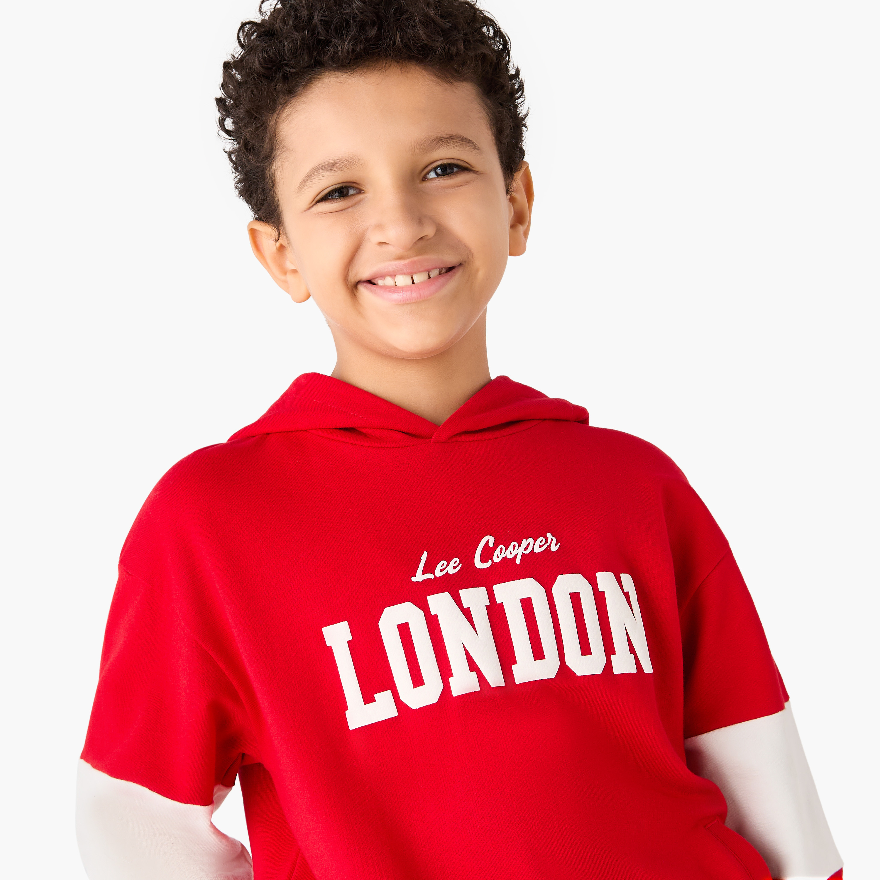 Lee Cooper Typographic Print Hoodie with Long Sleeves-boys-clothing-jumpersandcardigans-image-4