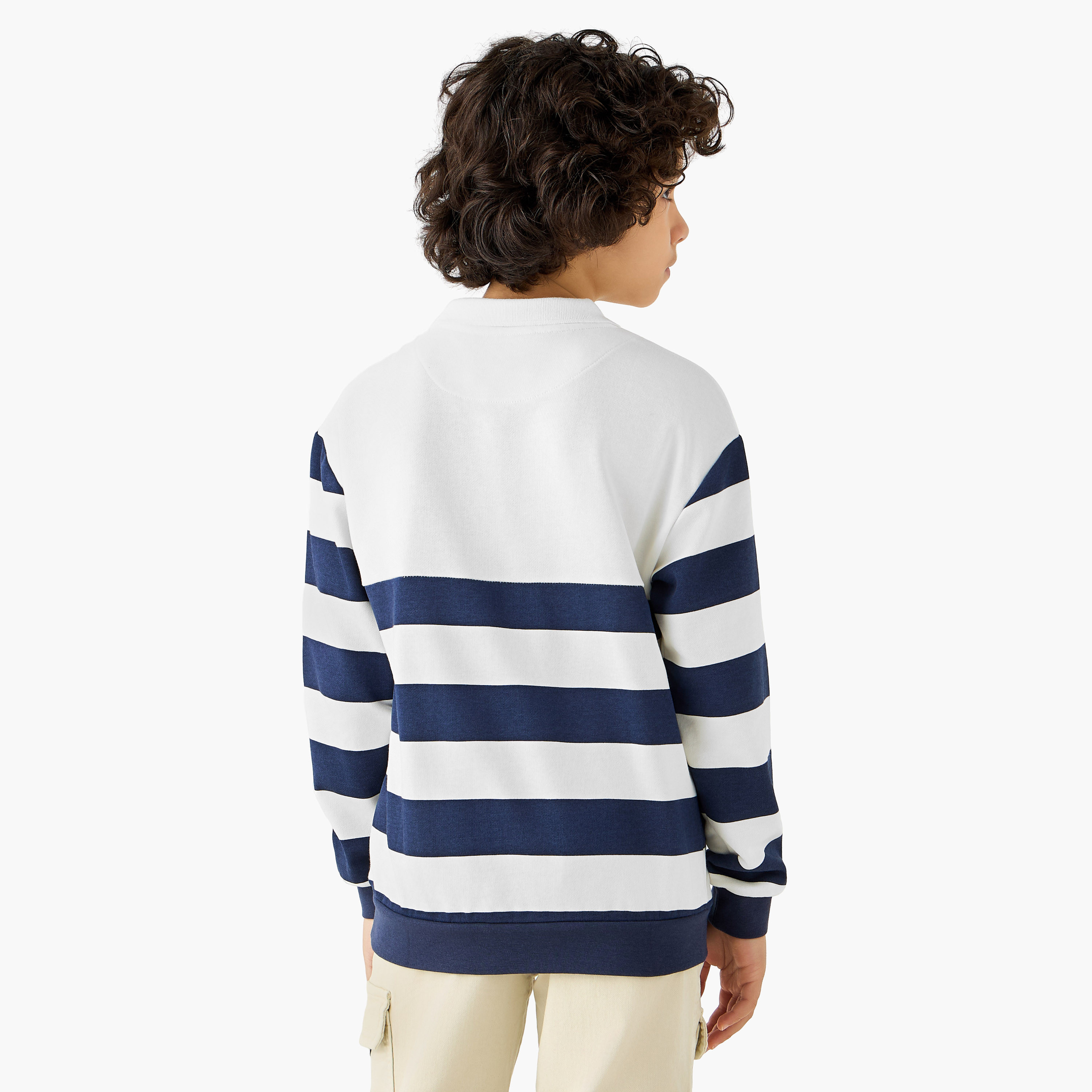 Lee Cooper Striped Collared Pullover with Long Sleeves-boys-clothing-sweatshirts-image-3