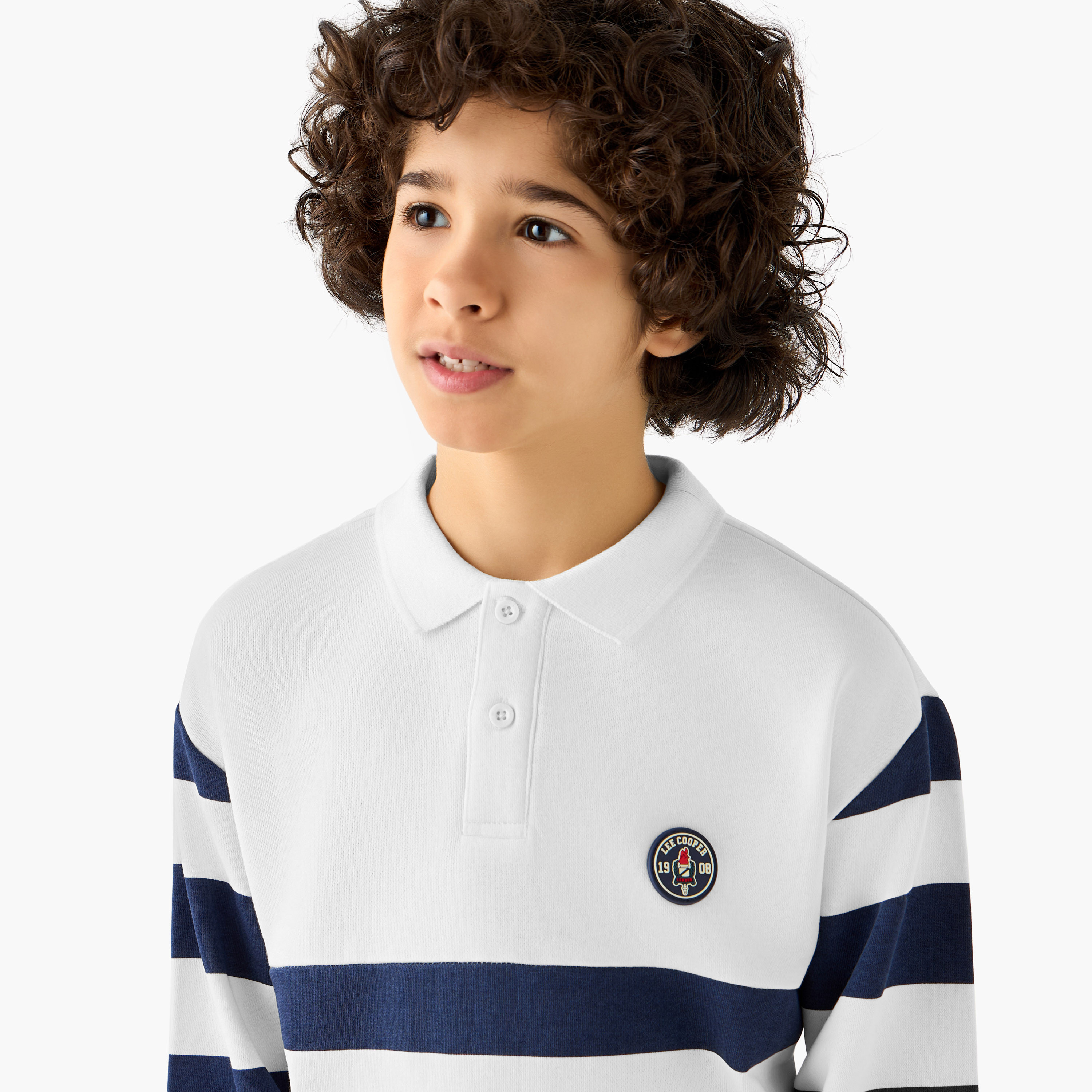 Lee Cooper Striped Collared Pullover with Long Sleeves-boys-clothing-sweatshirts-image-4