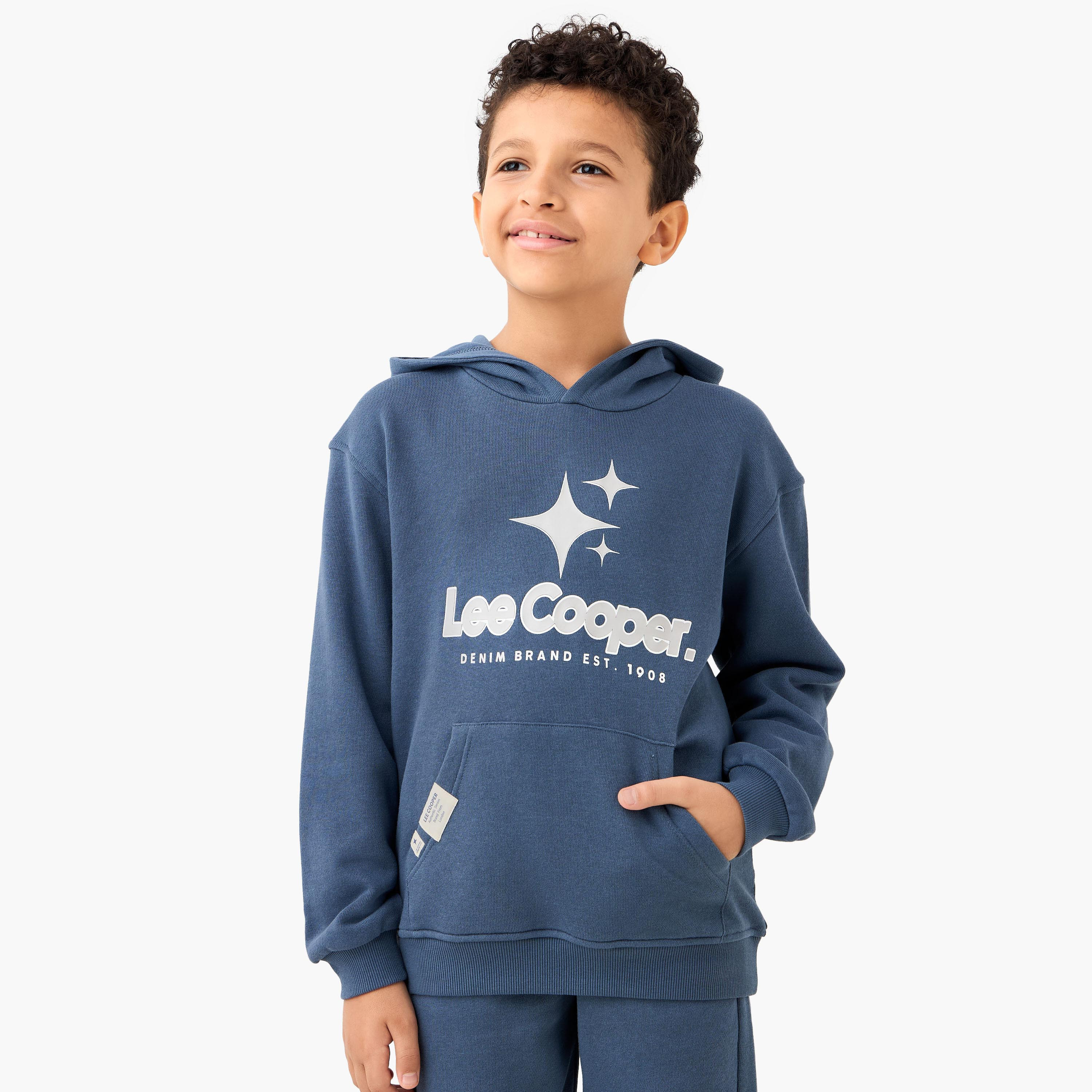 Lee Cooper Logo Print Hooded Sweatshirt and Joggers Set-boys-clothing-setsandcoords-image-2