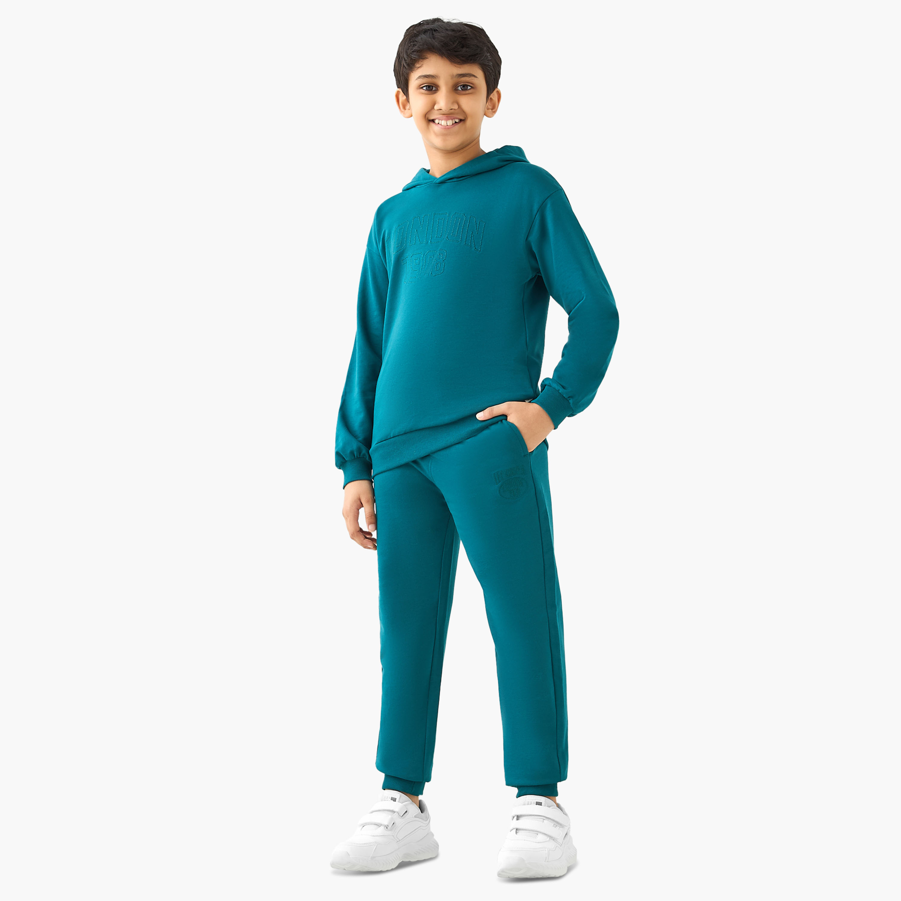 Lee Cooper Embossed Hooded Sweatshirt and Joggers Set-boys-clothing-setsandcoords-image-1