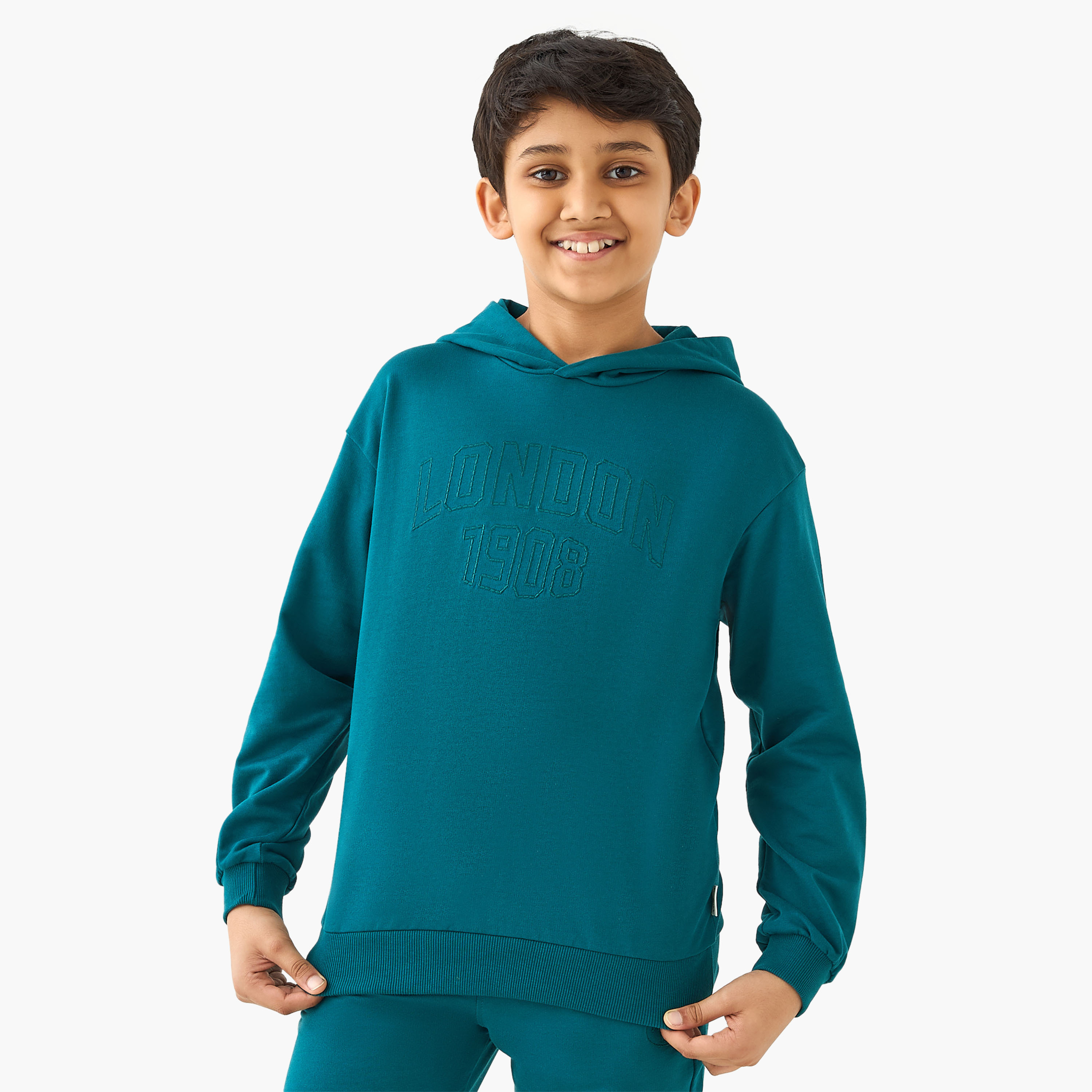 Lee Cooper Embossed Hooded Sweatshirt and Joggers Set-boys-clothing-setsandcoords-image-2