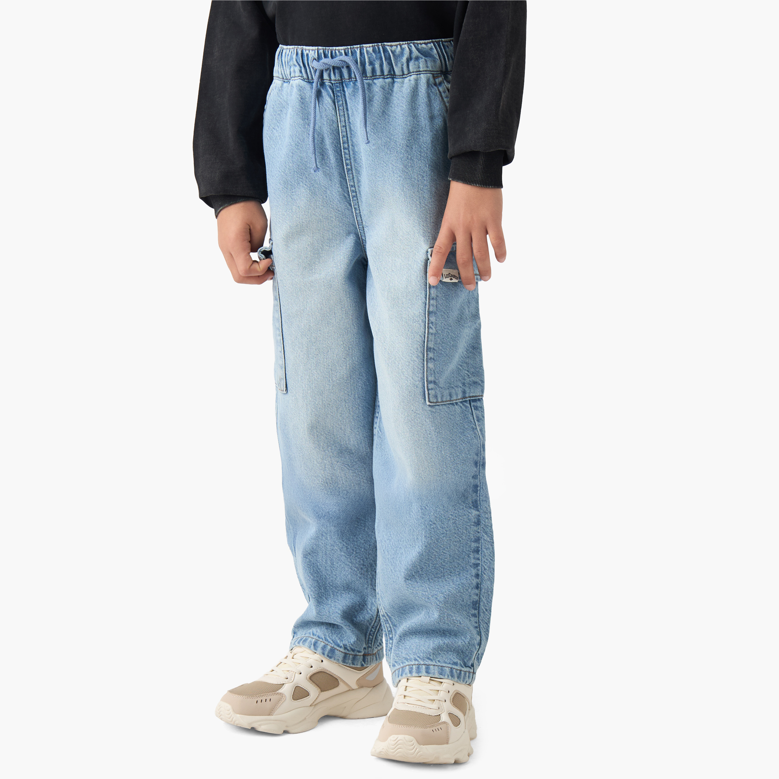 Lee Cooper Boys Jeans with Pockets - Cotton - Drawstring Waist-boys-clothing-bottoms-jeans-image-1