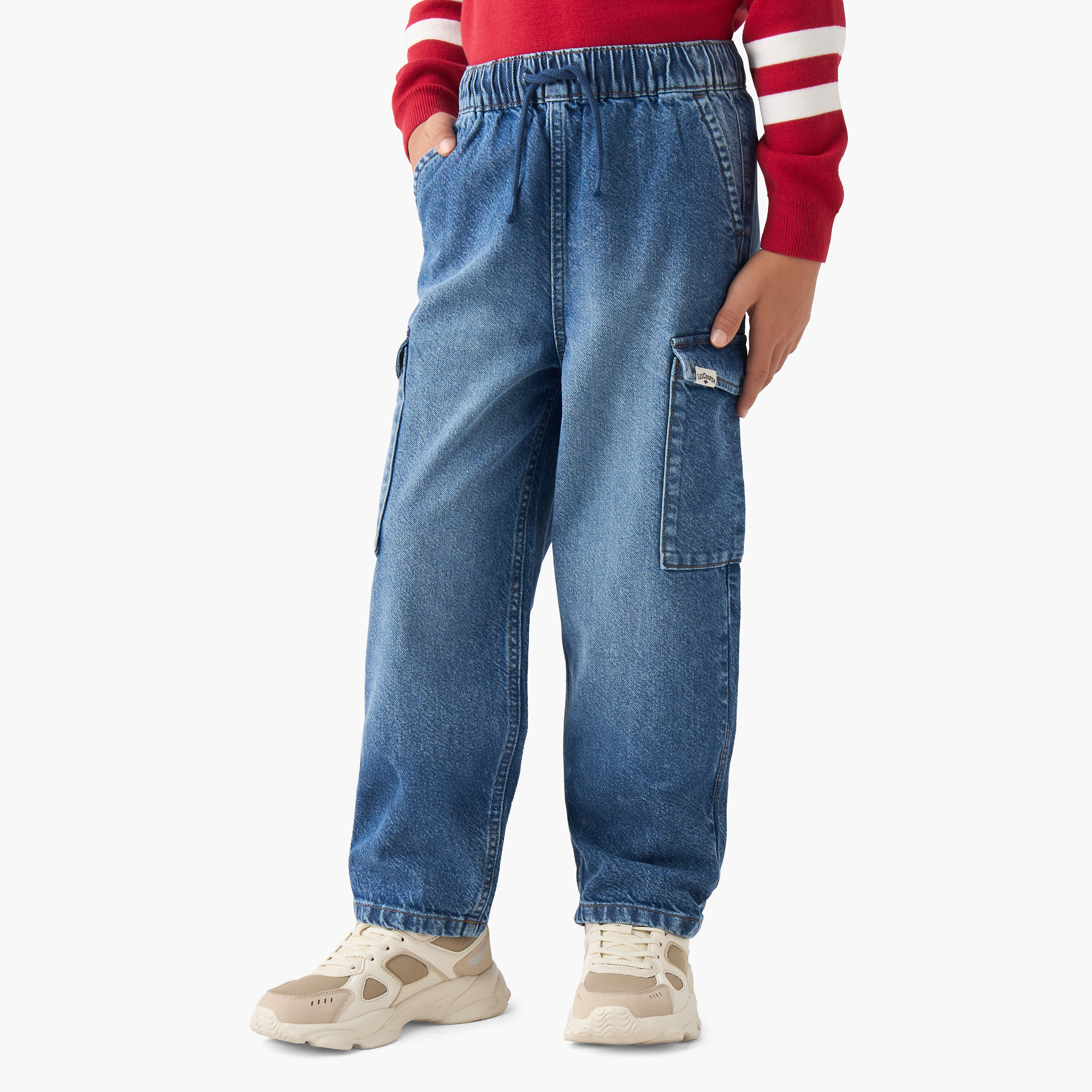 Lee Cooper Boys Jeans with Pockets - Cotton - Drawstring Waist-boys-clothing-bottoms-jeans-image-1