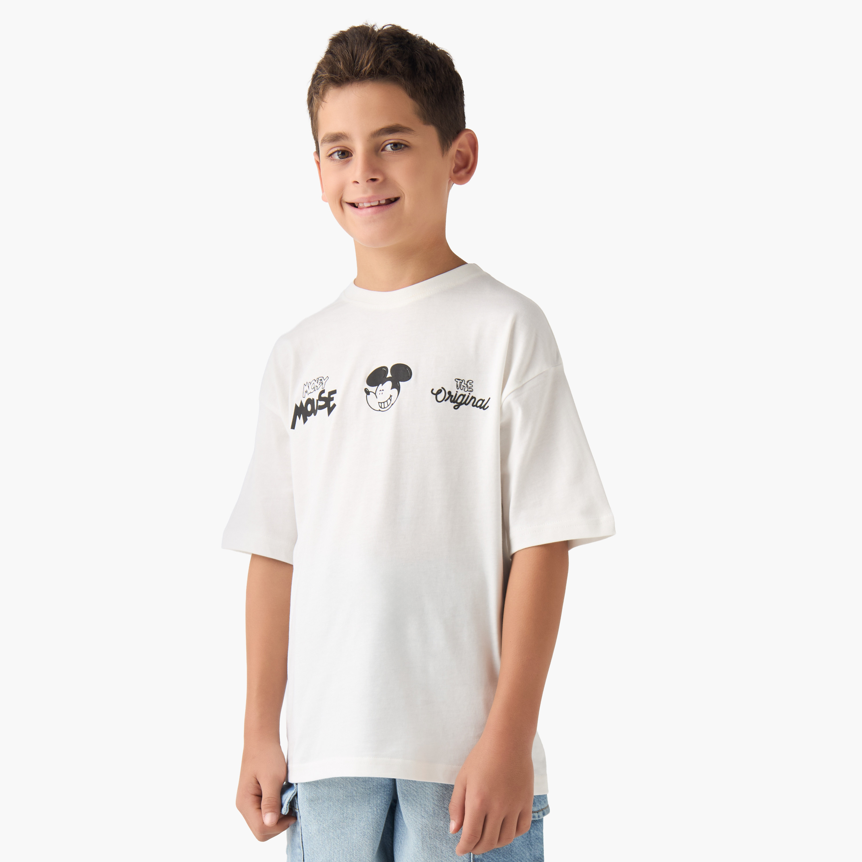 Disney Boys Crew Neck T-shirt with Mickey Mouse Print - Cotton - Short Sleeves-boys-clothing-tshirtsandpolos-image-1
