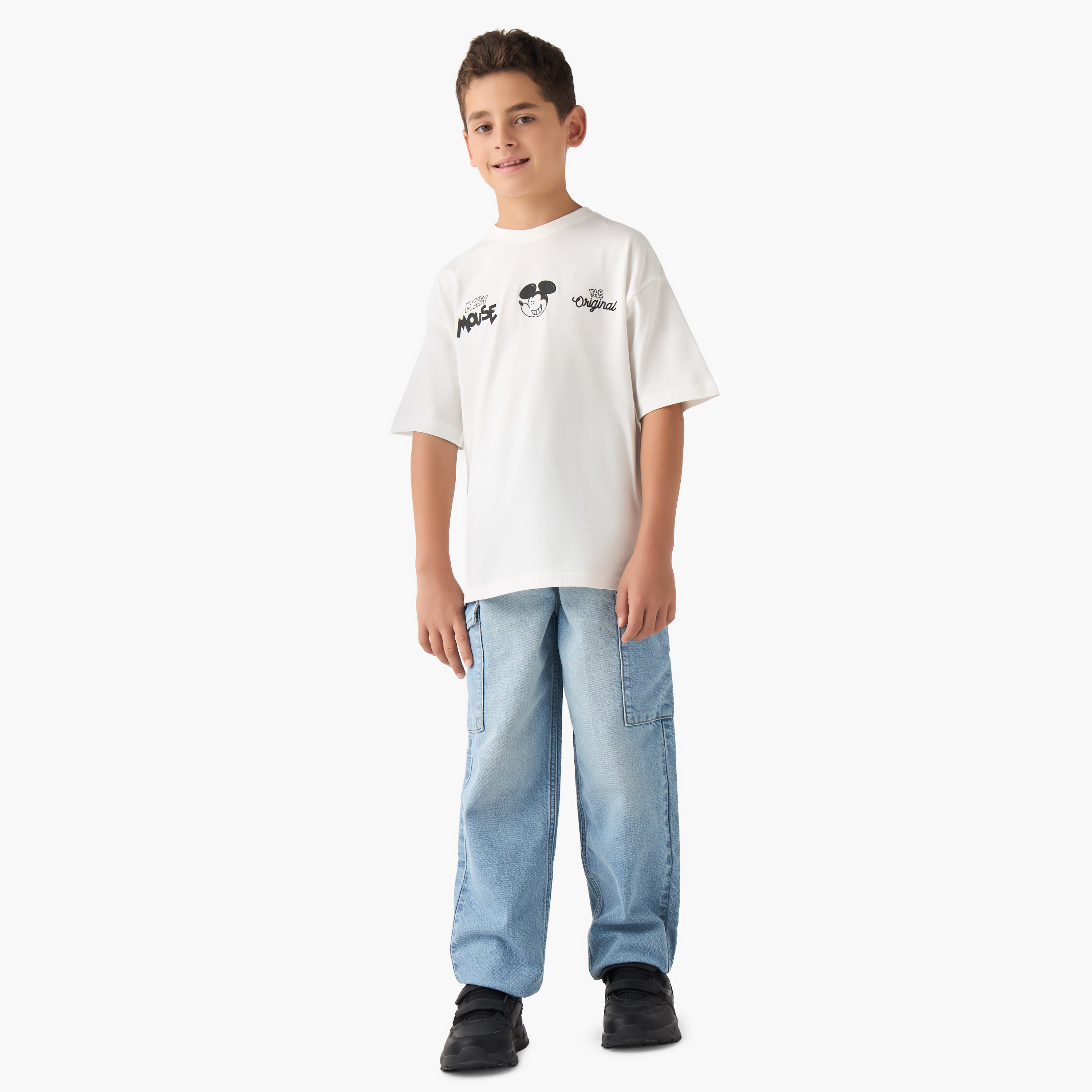 Disney Boys Crew Neck T-shirt with Mickey Mouse Print - Cotton - Short Sleeves-boys-clothing-tshirtsandpolos-image-2