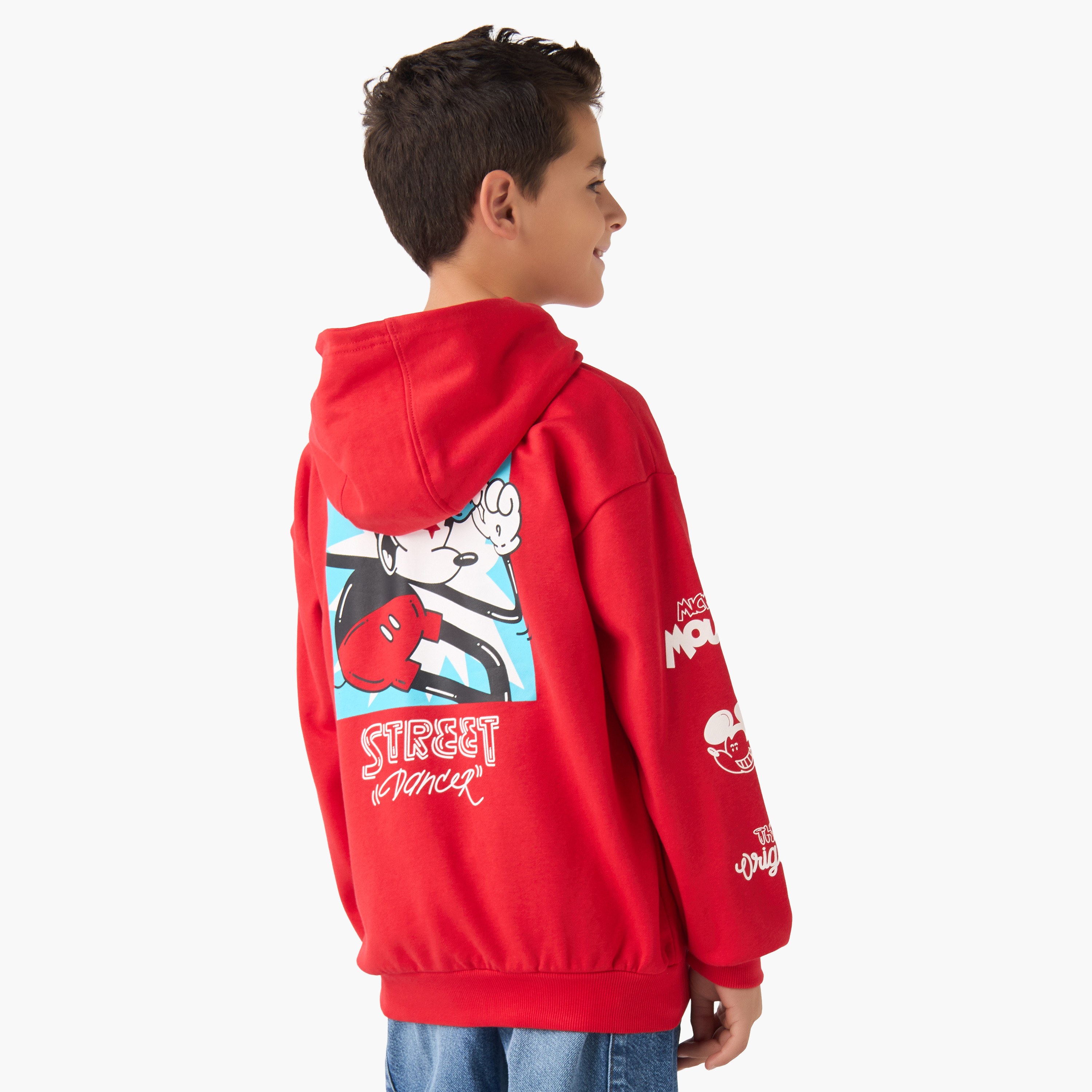 Disney Mickey Mouse Print Hooded Sweatshirt with Long Sleeves-boys-clothing-winterwear-sweatshirts-image-1