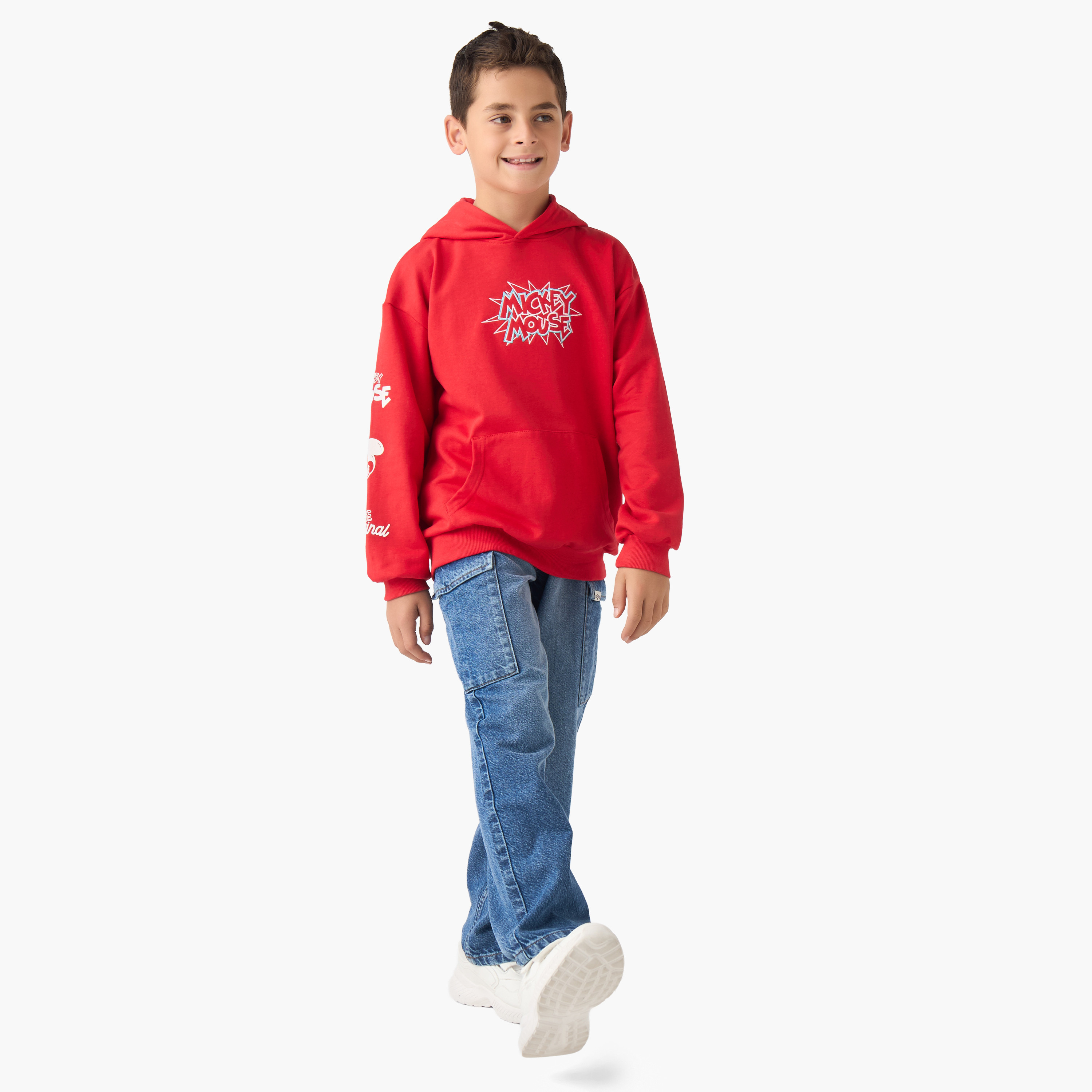 Disney Mickey Mouse Print Hooded Sweatshirt with Long Sleeves-boys-clothing-winterwear-sweatshirts-image-2