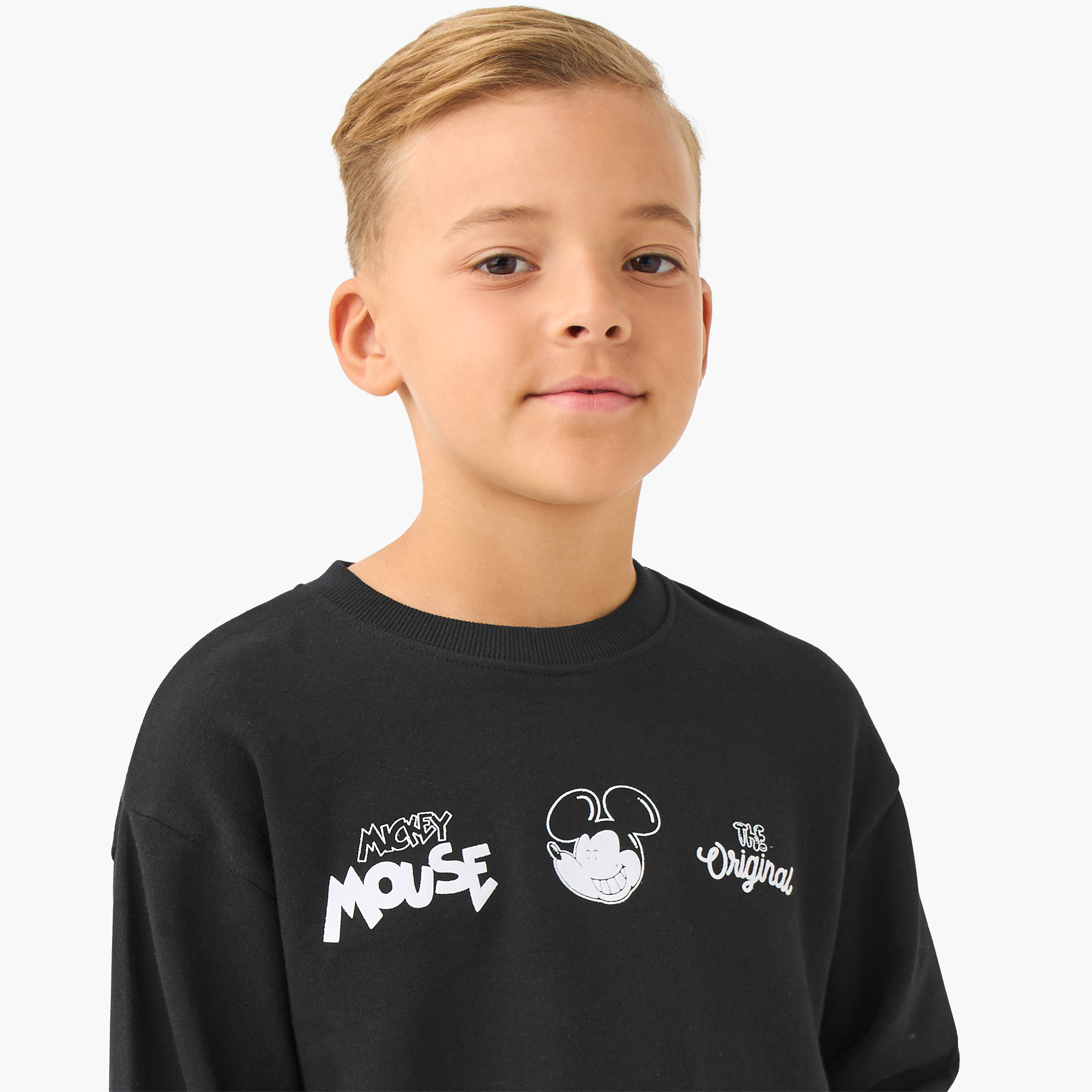 Boys Sweatshirt and Joggers Set with Mickey Mouse Print - Cotton - Long Sleeves - Crew Neck-boys-clothing-setsandcoords-image-5