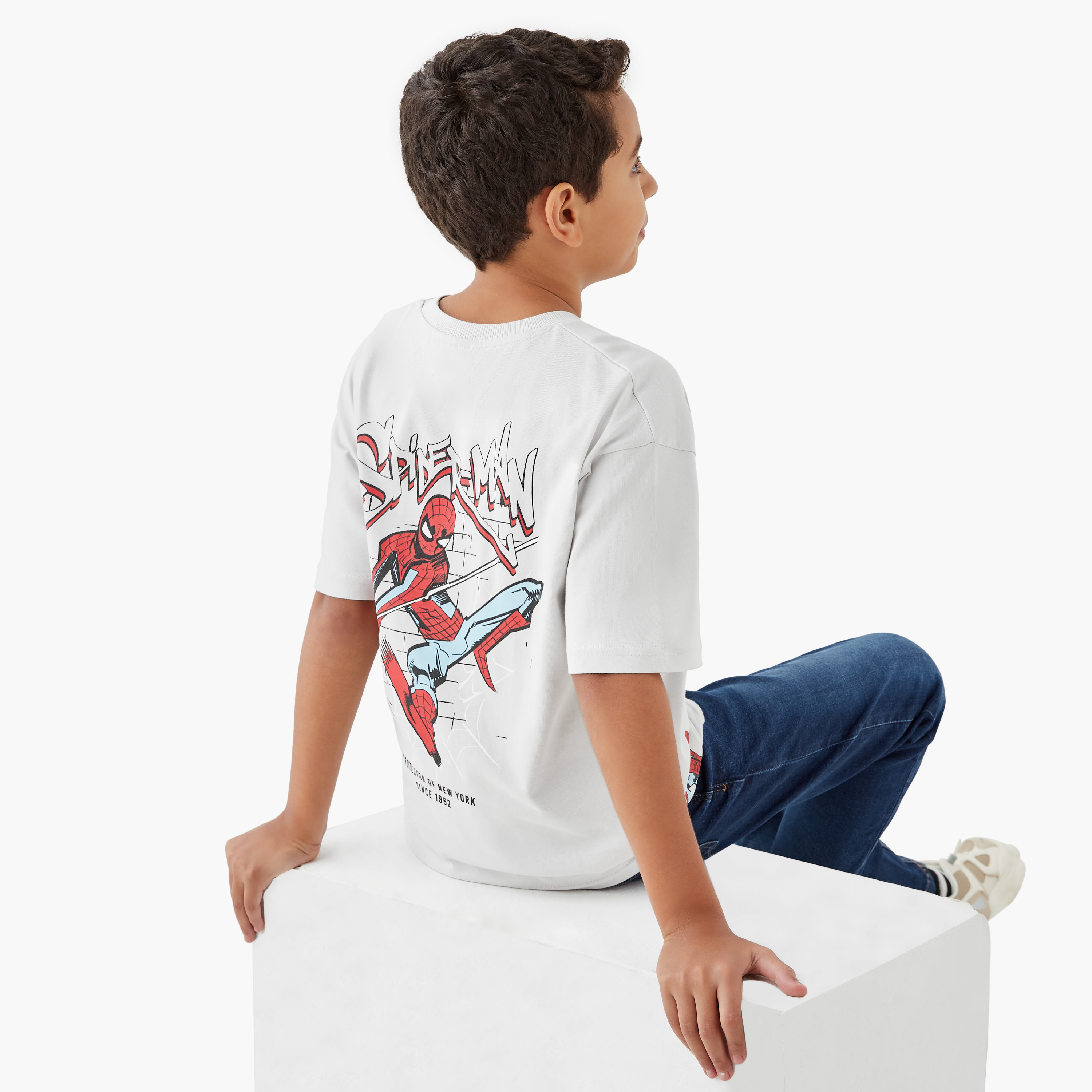 Spider-Man Print T-shirt with Short Sleeves-boys-clothing-tshirtsandpolos-image-1