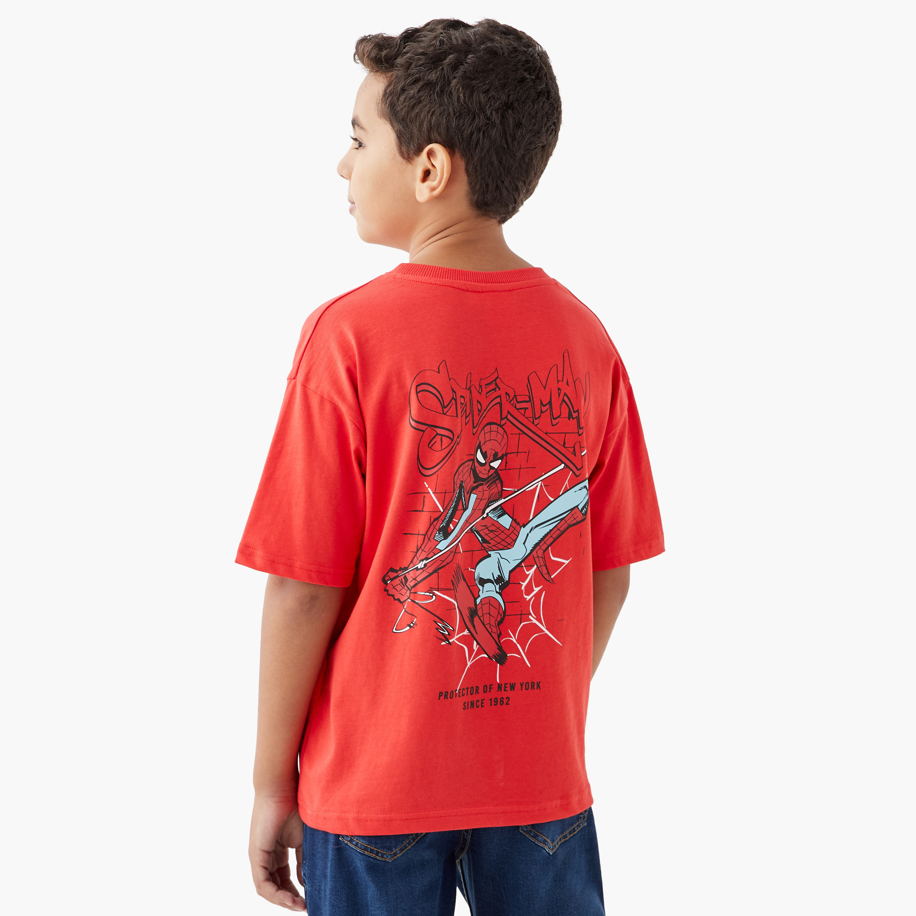 Spider-Man Graphic Print T-shirt with Short Sleeves-boys-clothing-tshirtsandpolos-image-1