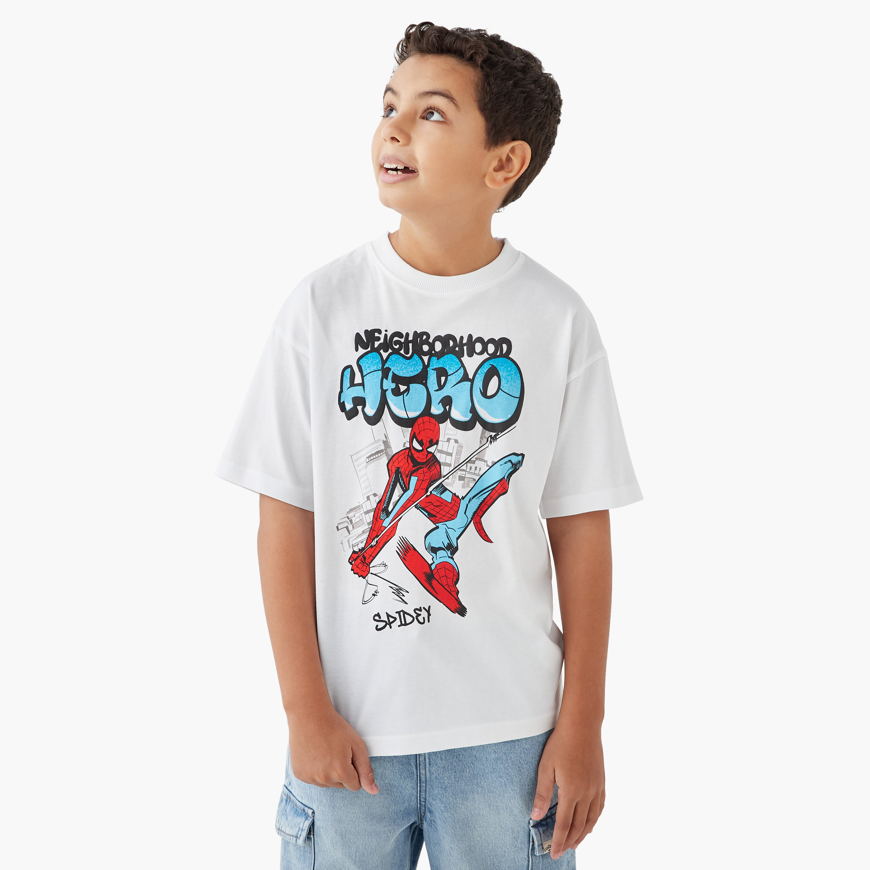 Spider-Man Print T-shirt with Short Sleeves-boys-clothing-tshirtsandpolos-image-1