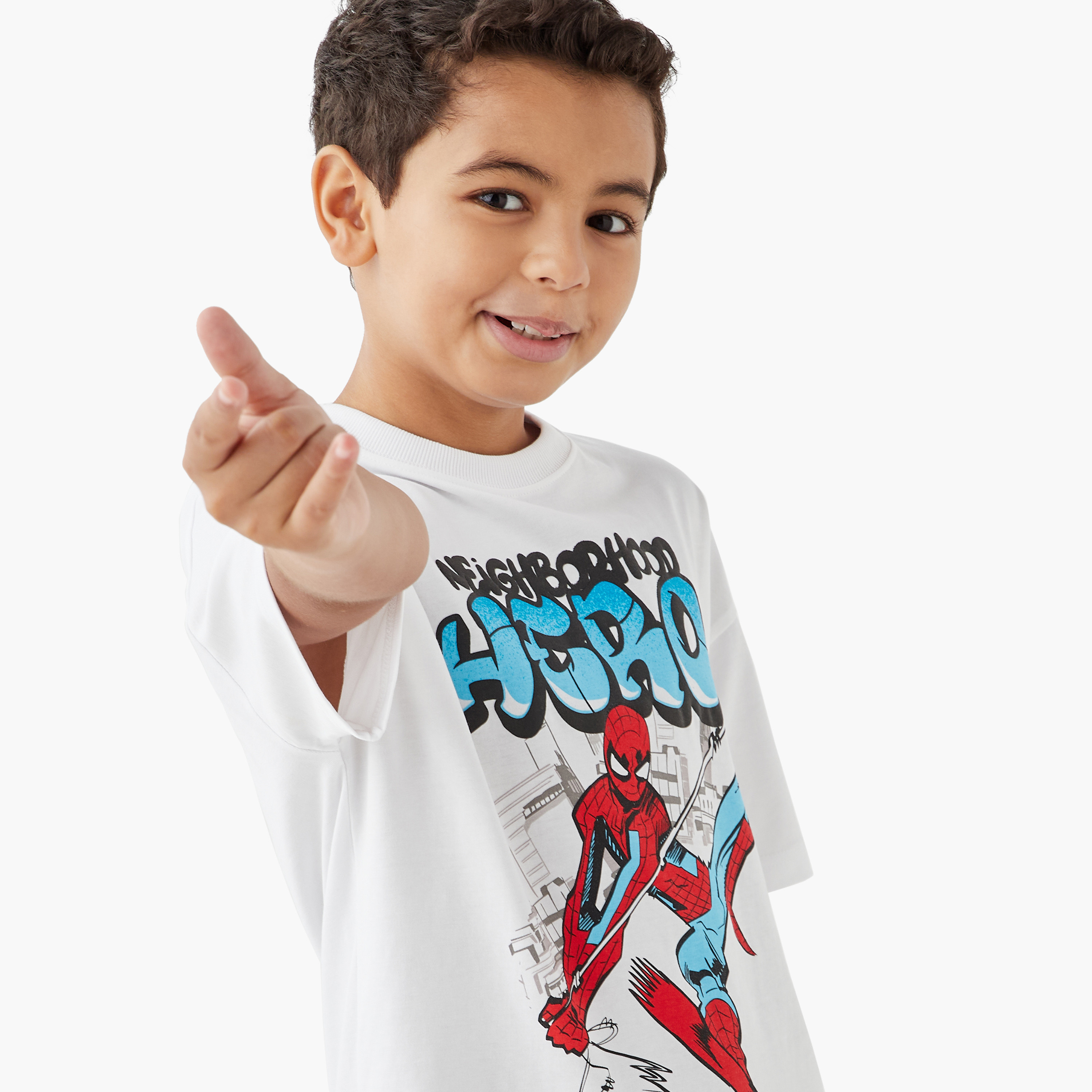 Spider-Man Print T-shirt with Short Sleeves-boys-clothing-tshirtsandpolos-image-4