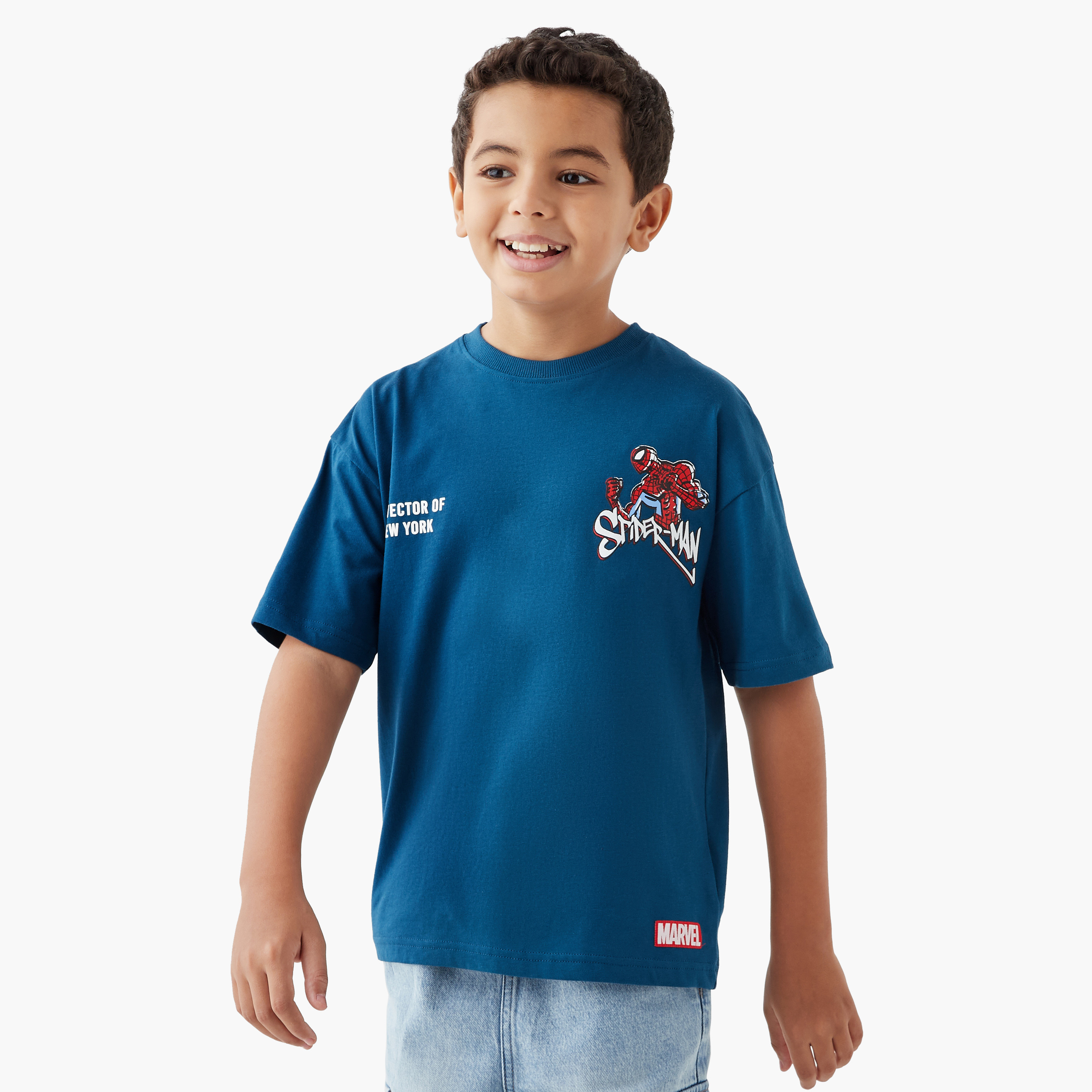 Spider-Man Print T-shirt with Crew Neck-boys-clothing-tshirtsandpolos-image-1
