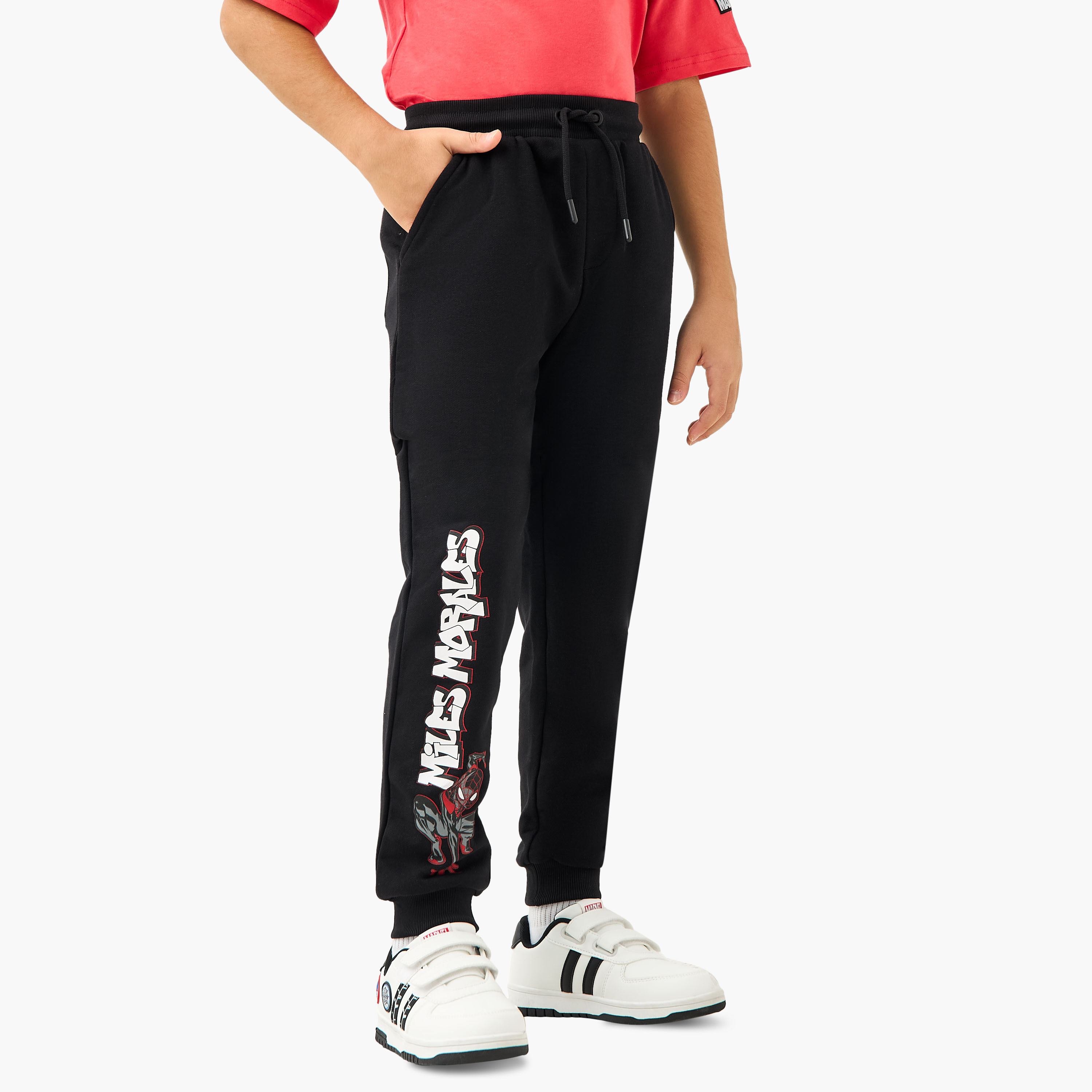 Miles Morales Print Joggers with Drawstring Closure-boys-clothing-bottoms-joggersandtrackpants-image-1