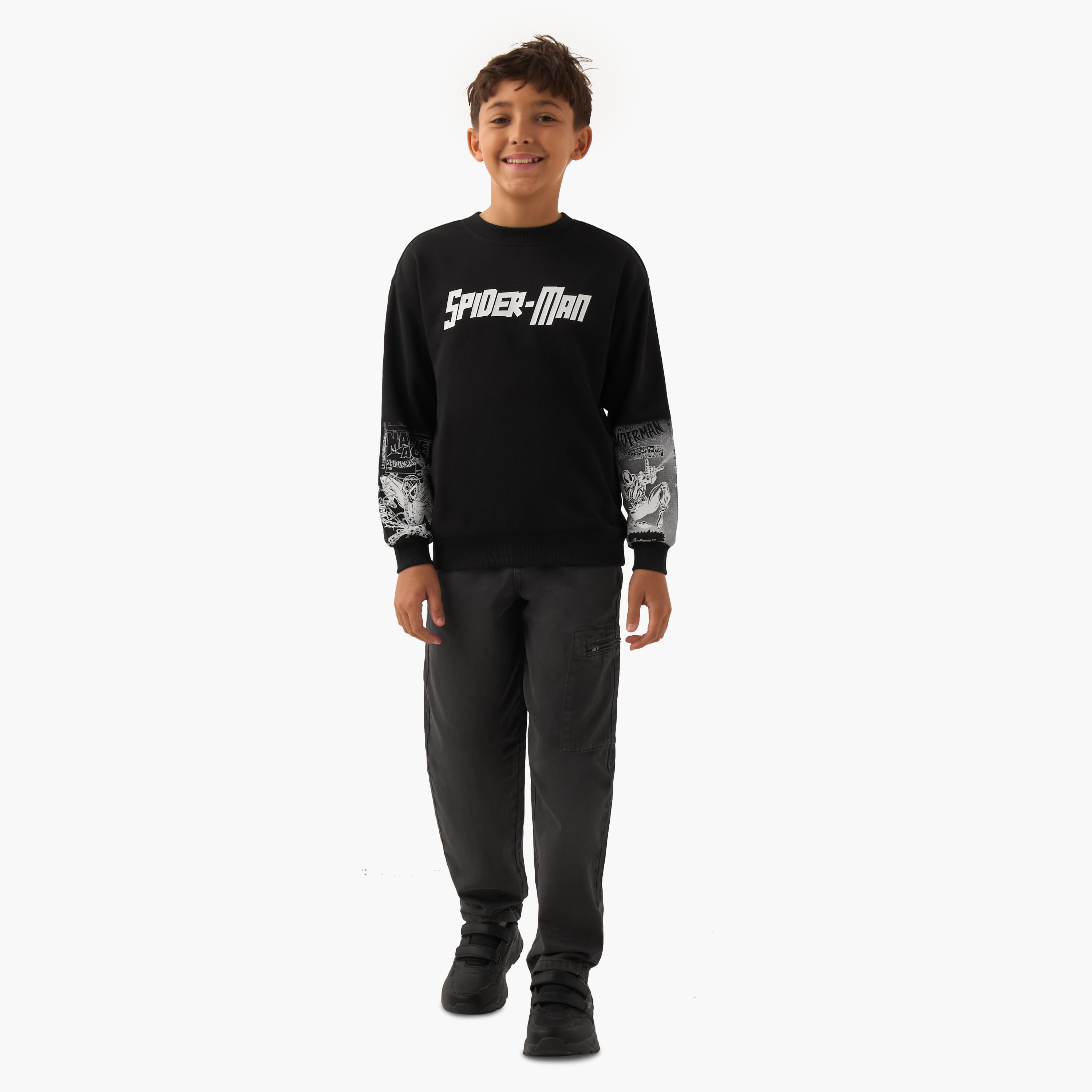 Spider-Man Print Sweatshirt with Long Sleeves-boys-clothing-sweatshirts-image-2