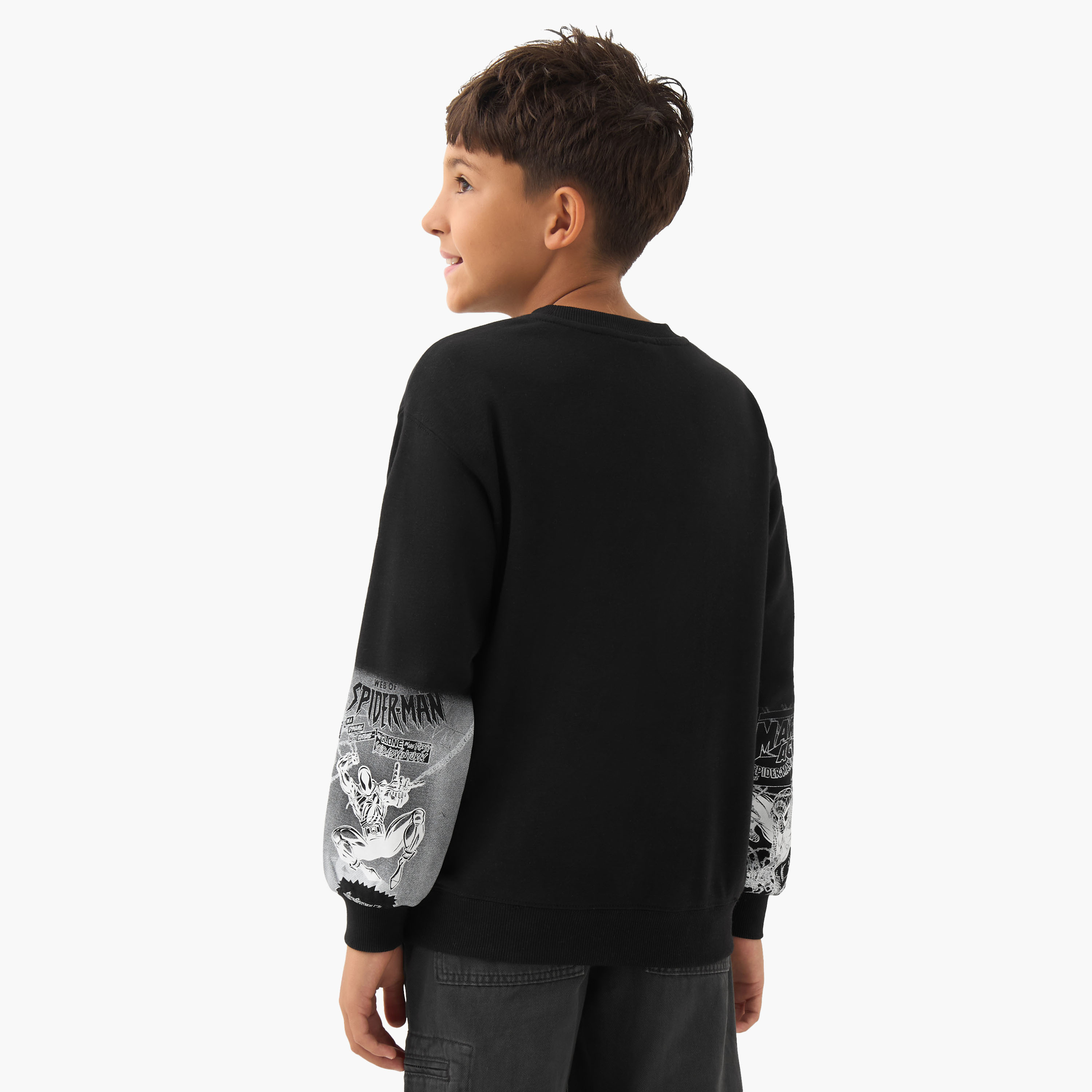 Spider-Man Print Sweatshirt with Long Sleeves-boys-clothing-sweatshirts-image-3