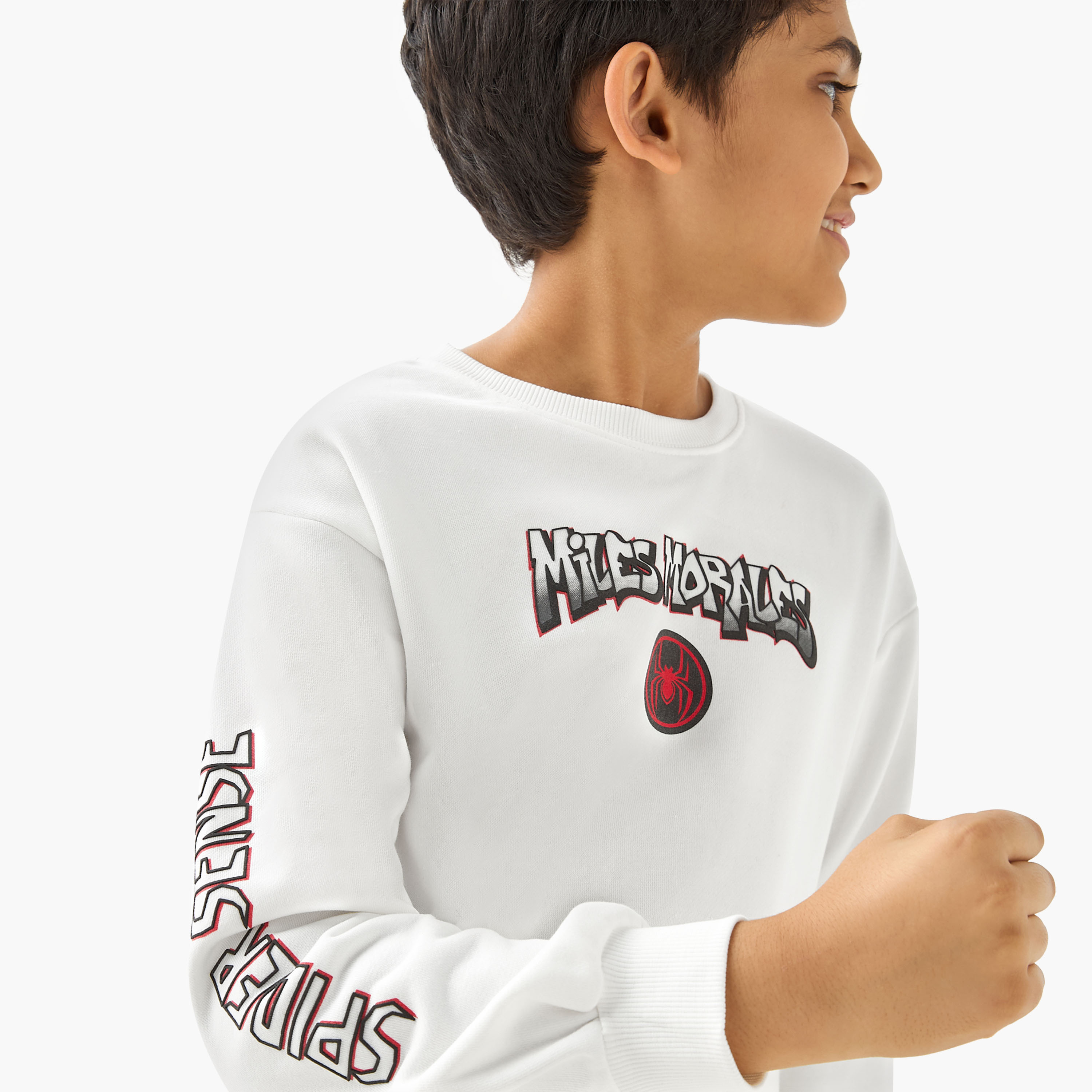 Spider-Man Print Sweatshirt with Long Sleeves-boys-clothing-sweatshirts-image-4