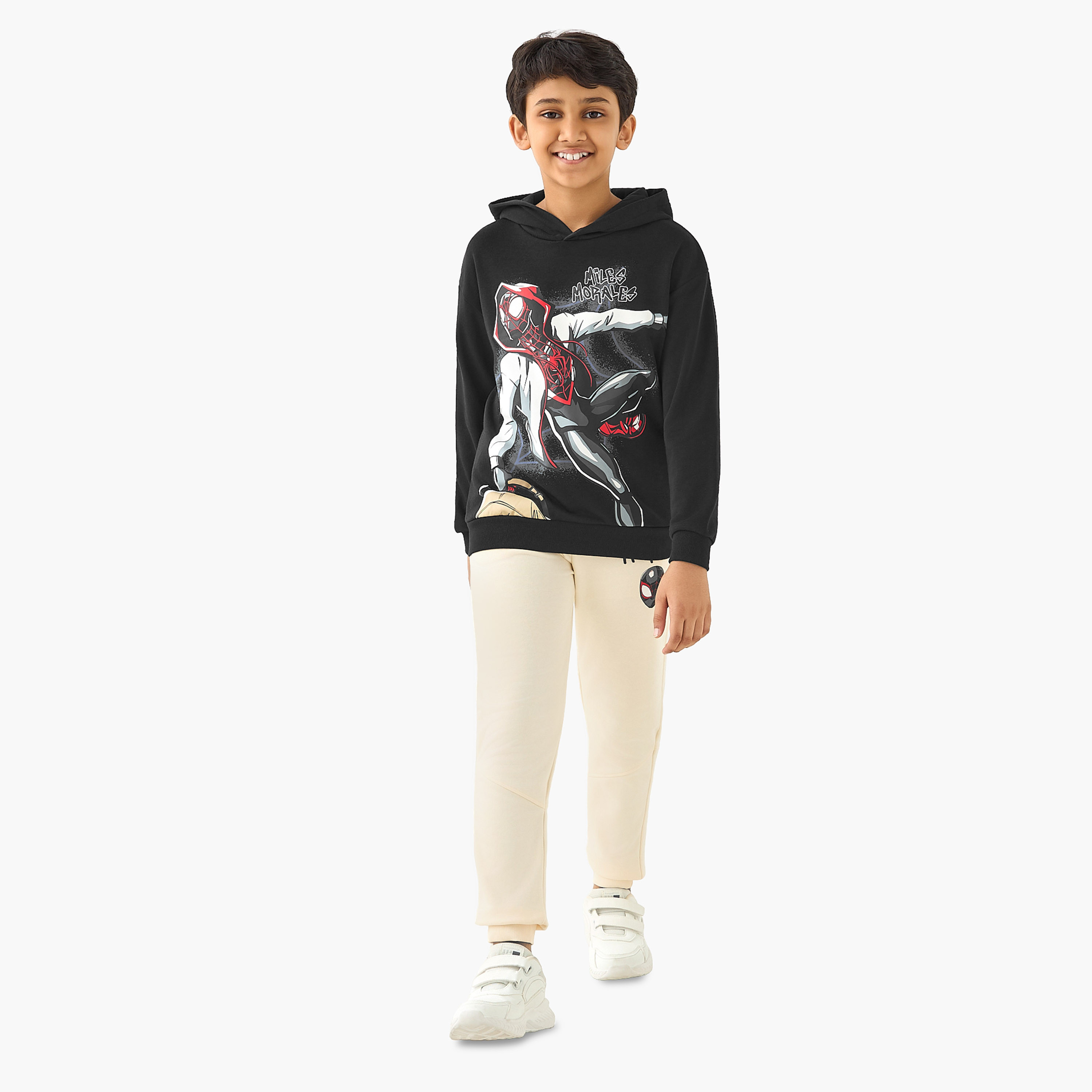 Spider-Man Print Hooded Sweatshirt with Long Sleeves-boys-clothing-sweatshirts-image-2