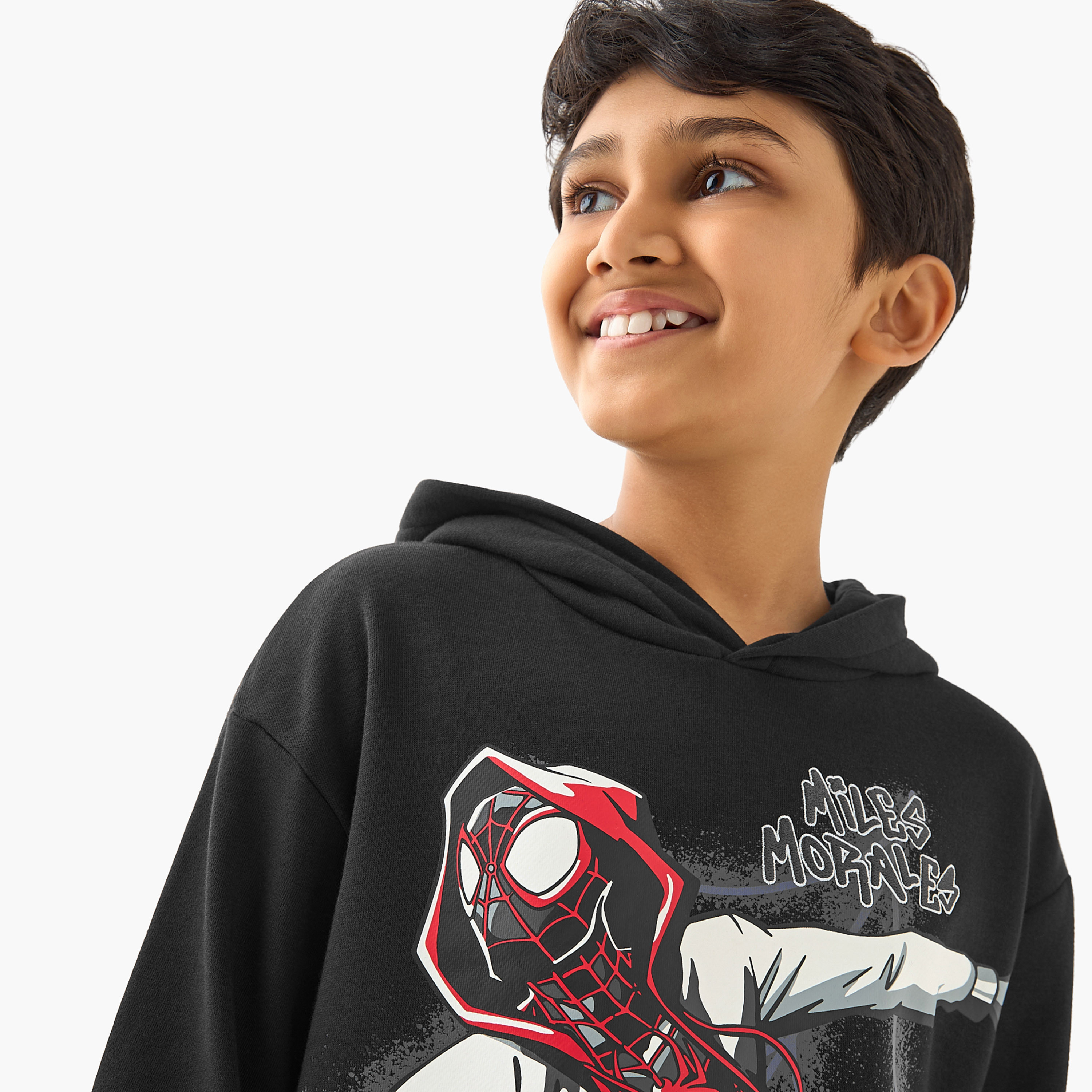 Spider-Man Print Hooded Sweatshirt with Long Sleeves-boys-clothing-sweatshirts-image-4