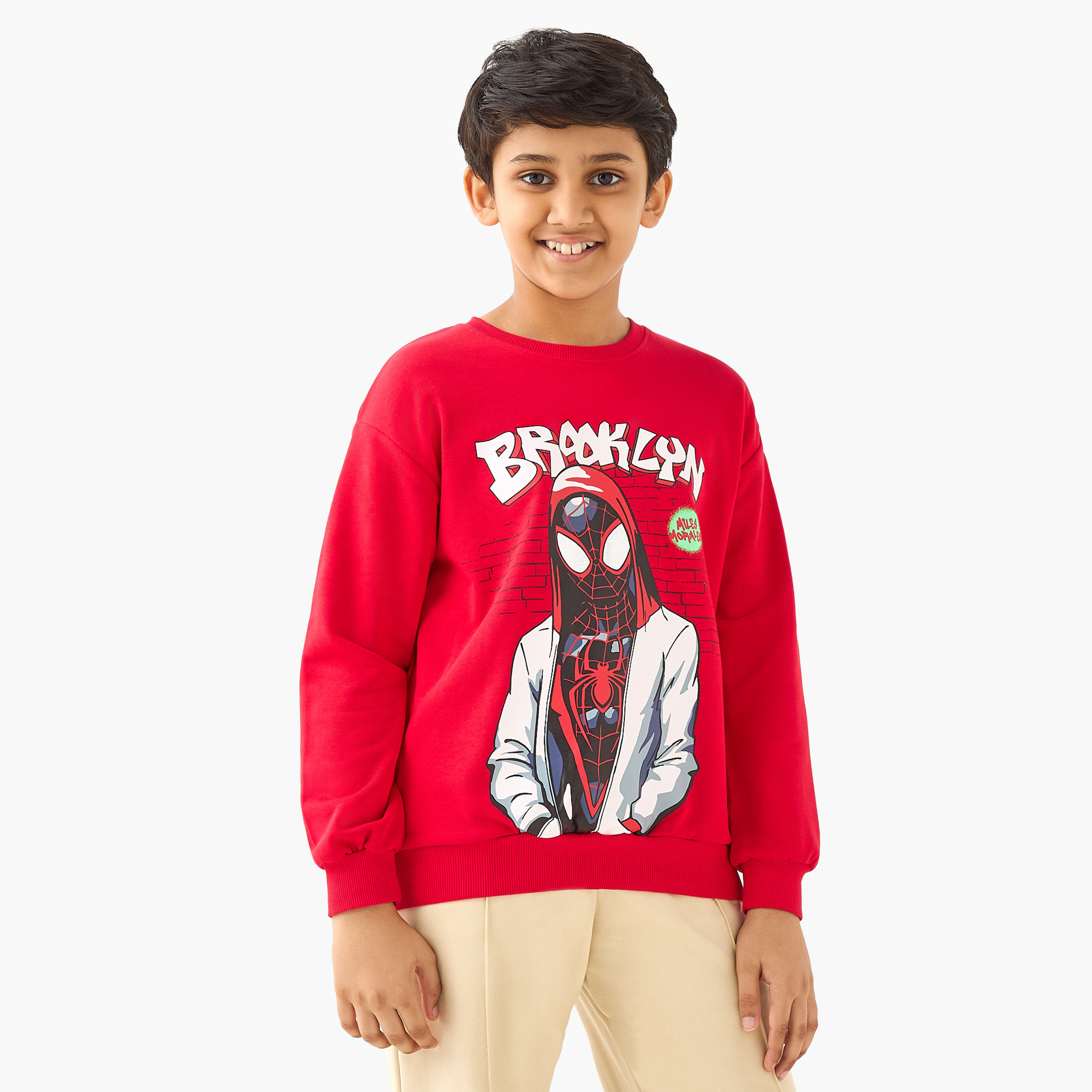 Spider-Man Print Sweatshirt with Long Sleeves-boys-clothing-sweatshirts-image-1