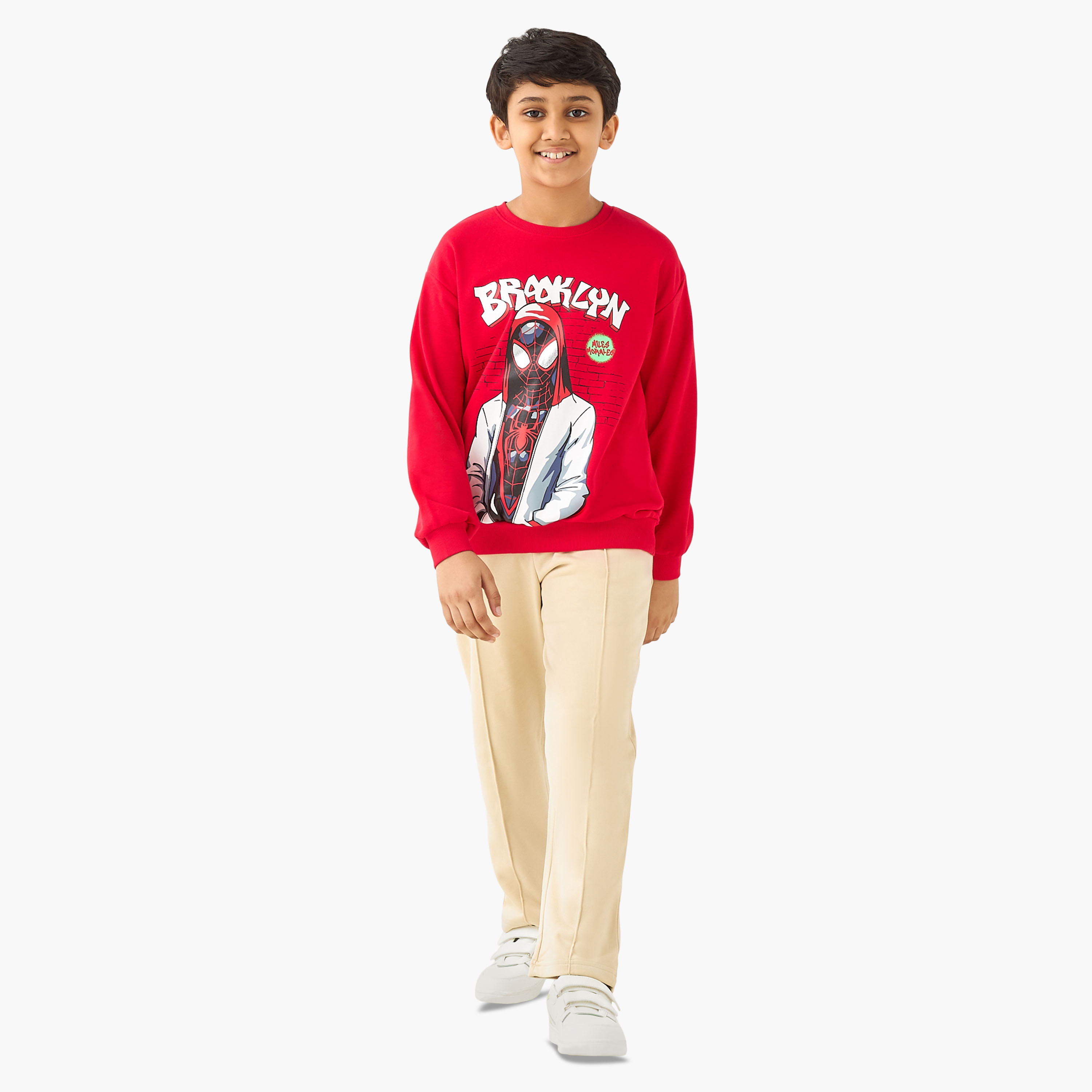 Spider-Man Print Sweatshirt with Long Sleeves-boys-clothing-sweatshirts-image-2