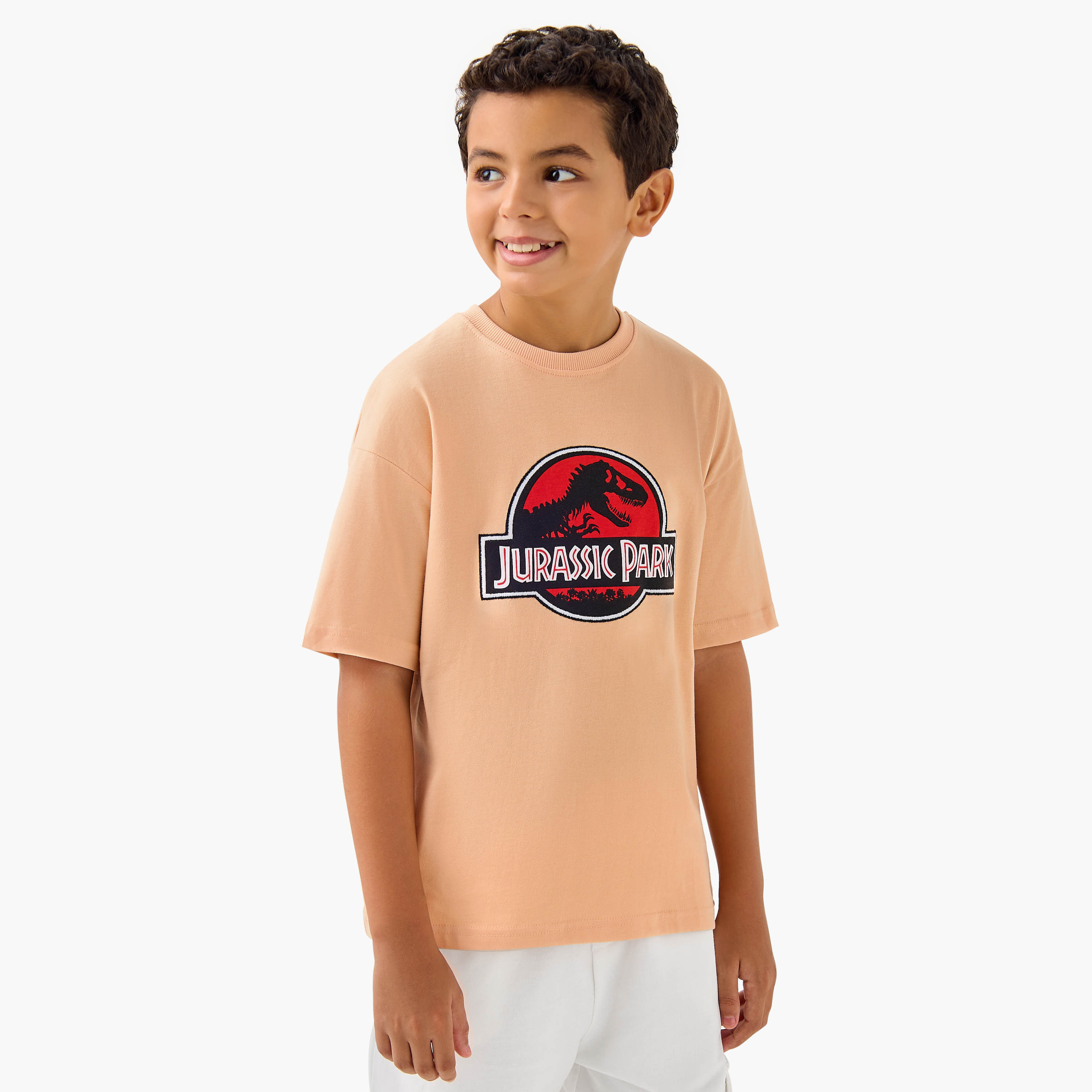 Jurassic Park Print T-shirt with Short Sleeves-boys-clothing-tshirtsandpolos-image-1