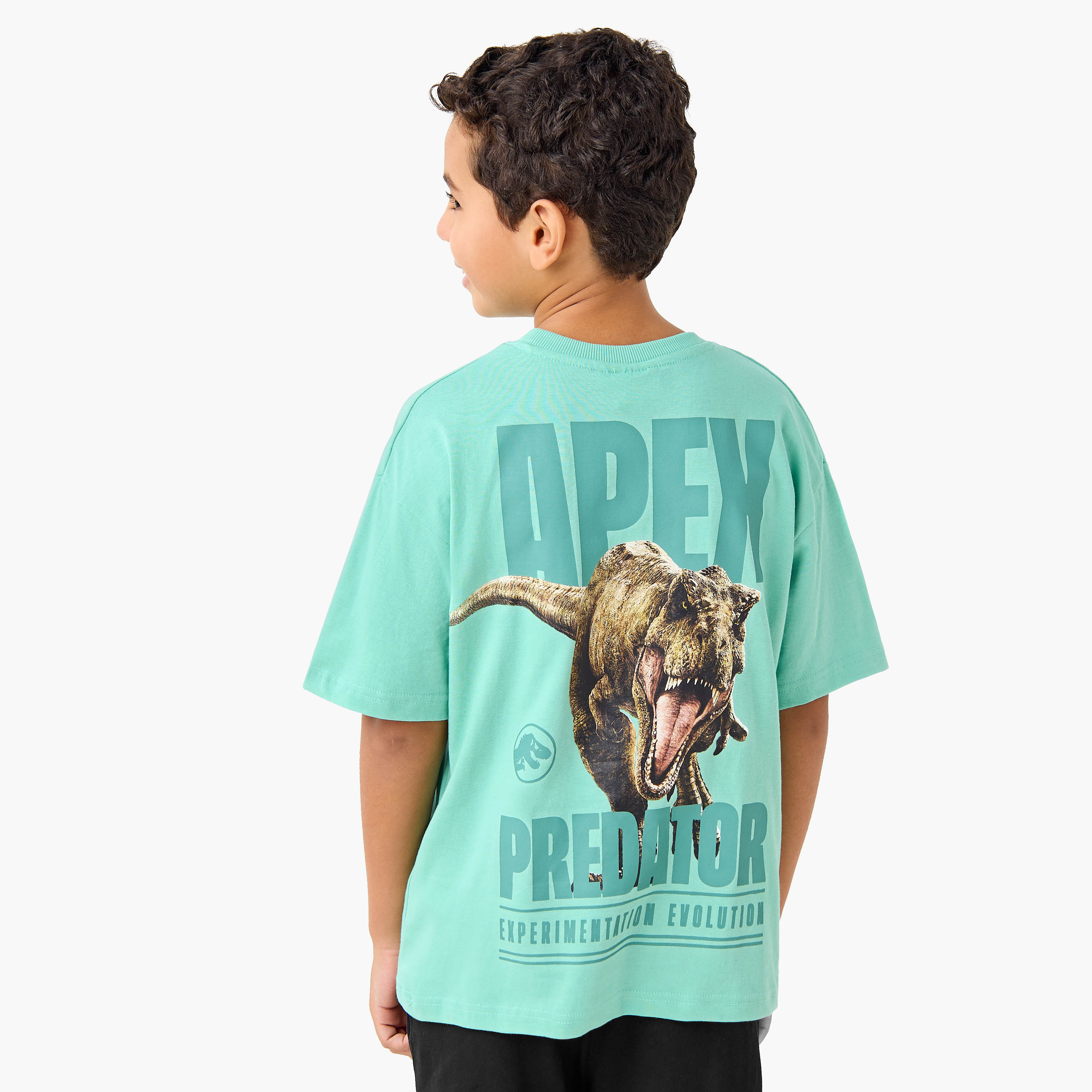 Jurassic World Print T-shirt with Short Sleeves-boys-clothing-tshirtsandpolos-image-3