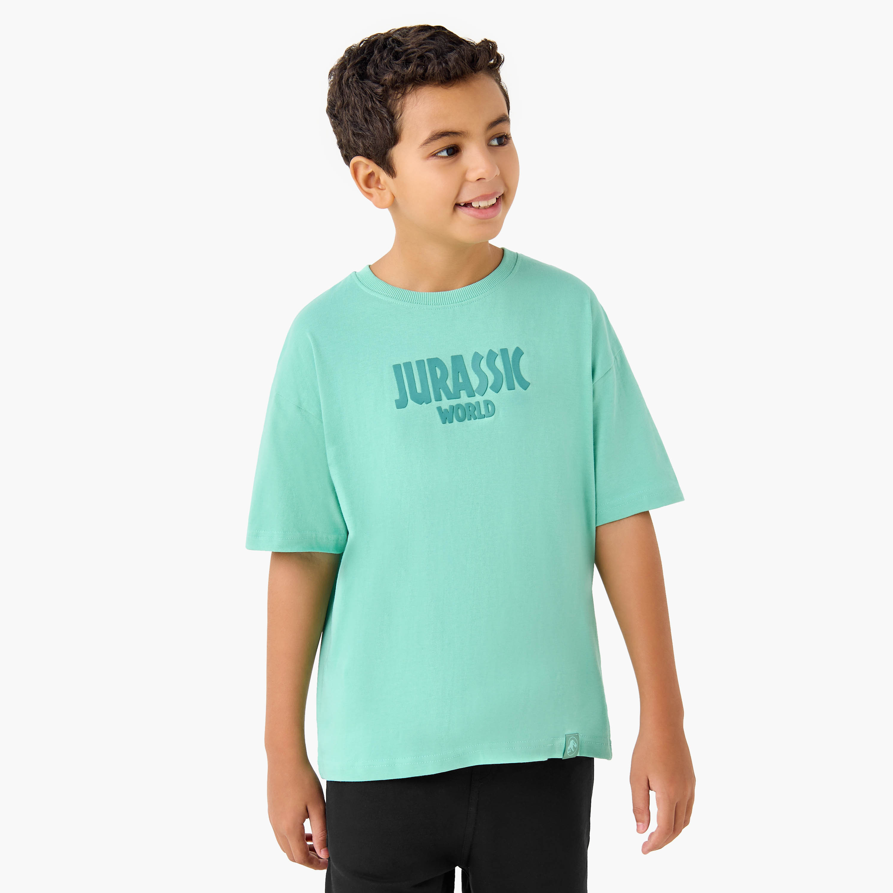 Jurassic World Print T-shirt with Short Sleeves-boys-clothing-tshirtsandpolos-image-1