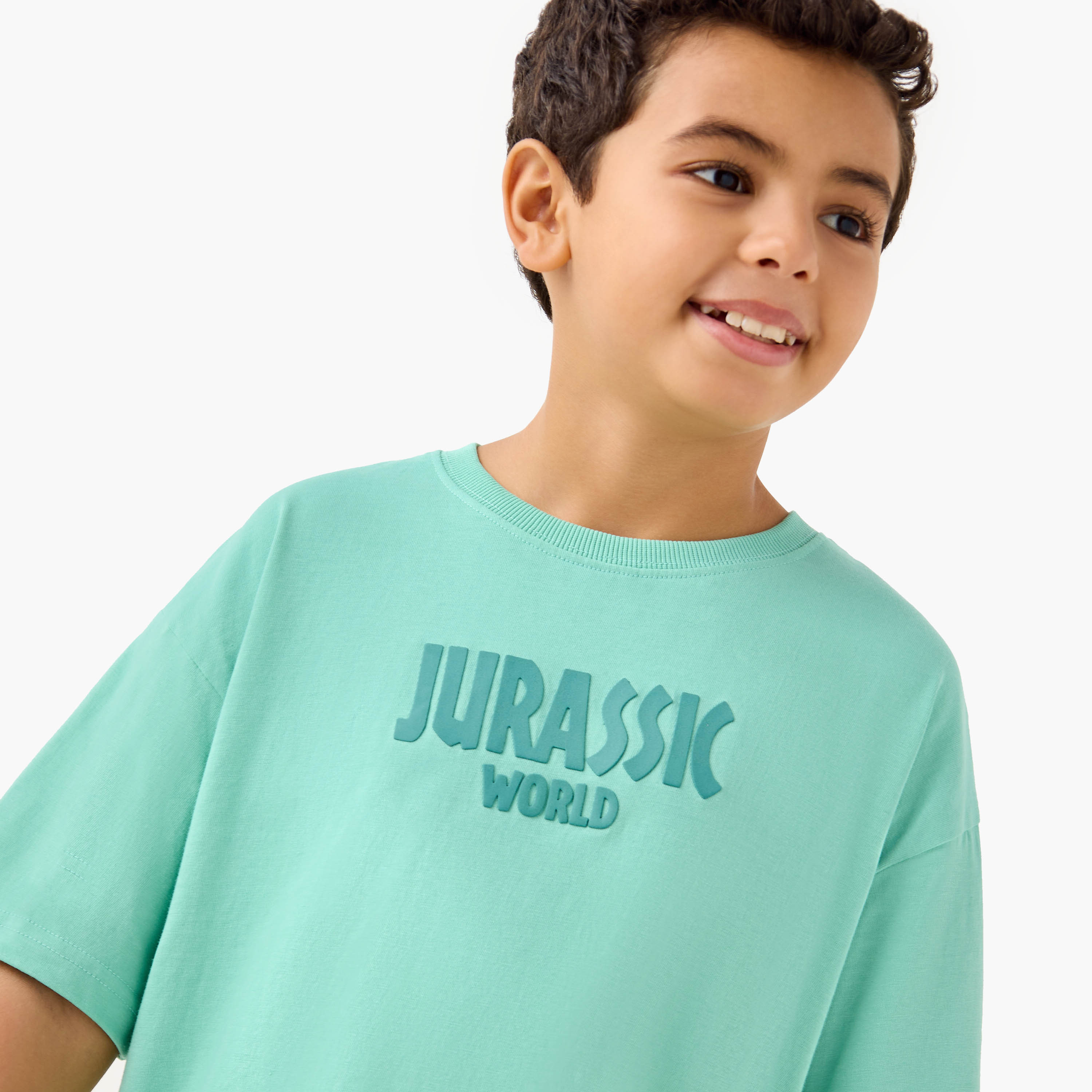 Jurassic World Print T-shirt with Short Sleeves-boys-clothing-tshirtsandpolos-image-4