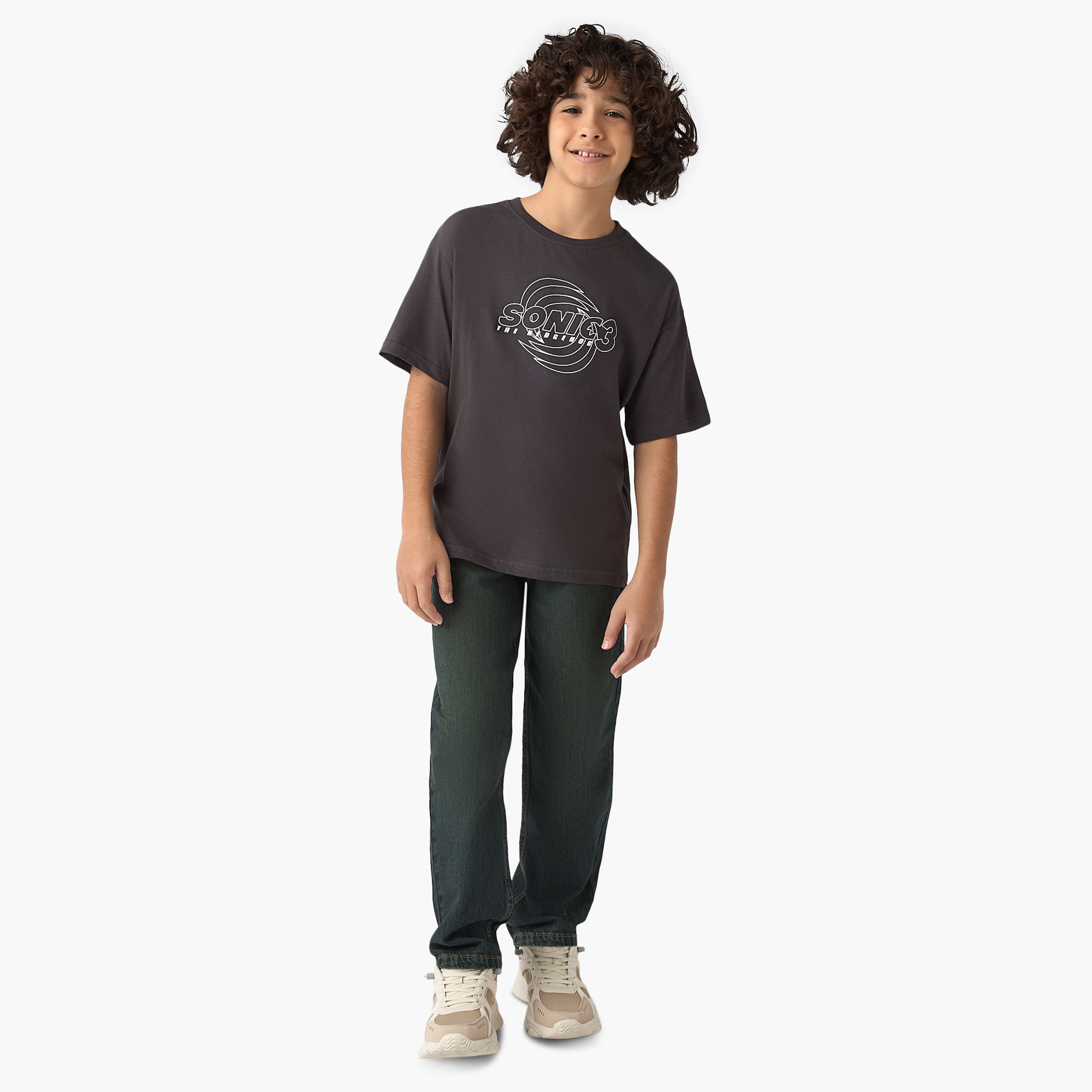 Sonic The Hedgehog Print T-shirt with Short Sleeves-boys-clothing-tshirtsandpolos-image-2