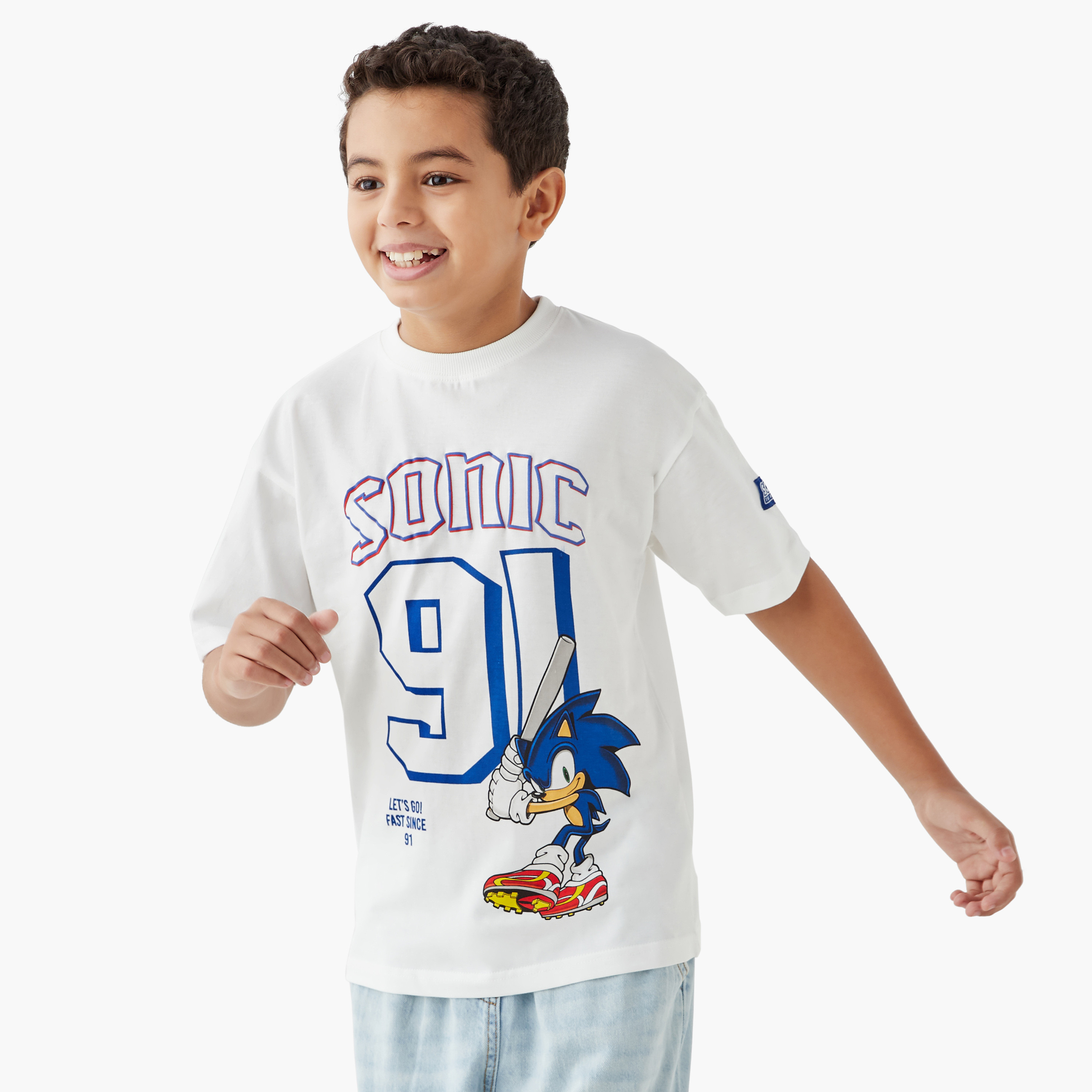 Sonic the Hedgehog Print T-shirt with Short Sleeves-boys-clothing-tshirtsandpolos-image-1