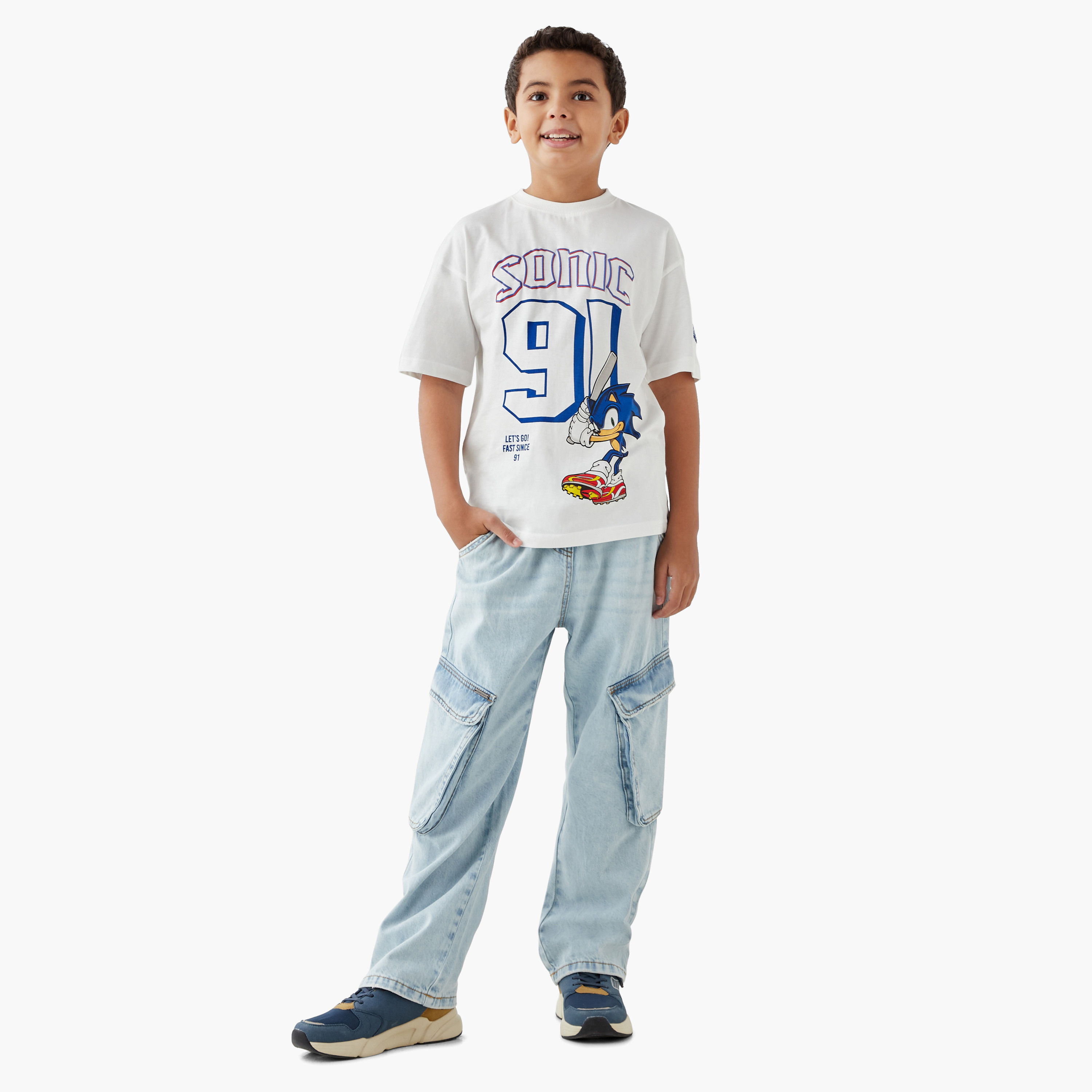 Sonic the Hedgehog Print T-shirt with Short Sleeves-boys-clothing-tshirtsandpolos-image-2