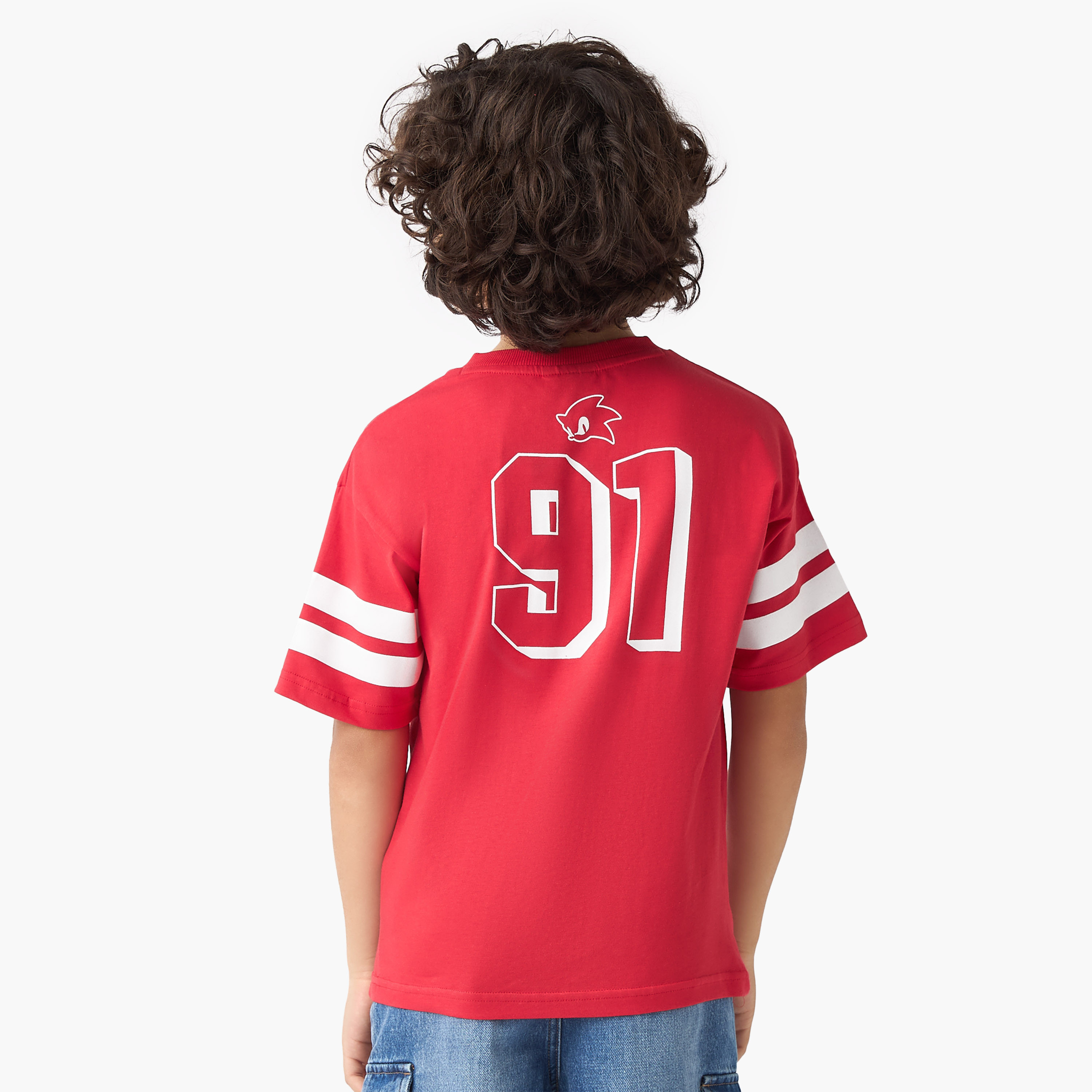 Sonic The Hedgehog Print V-neck T-shirt with Short Sleeves-boys-clothing-tshirtsandpolos-image-3