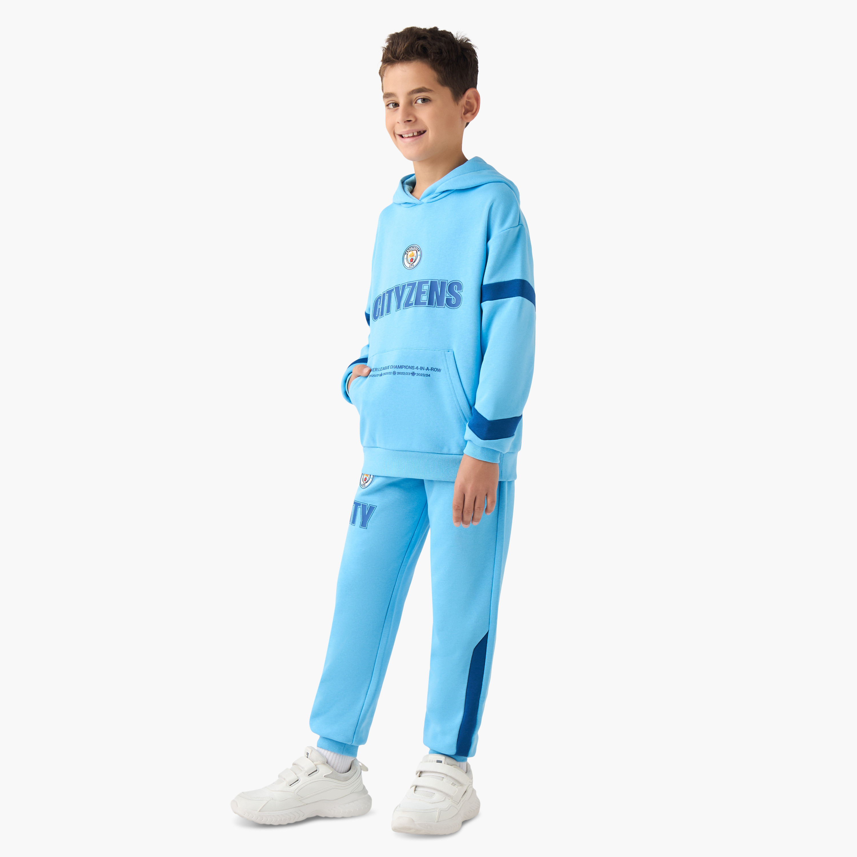 Manchester City Boys Sweatshirt and Joggers Set with Print - Cotton Blend - Long Sleeves - Hood-boys-clothing-setsandcoords-image-1