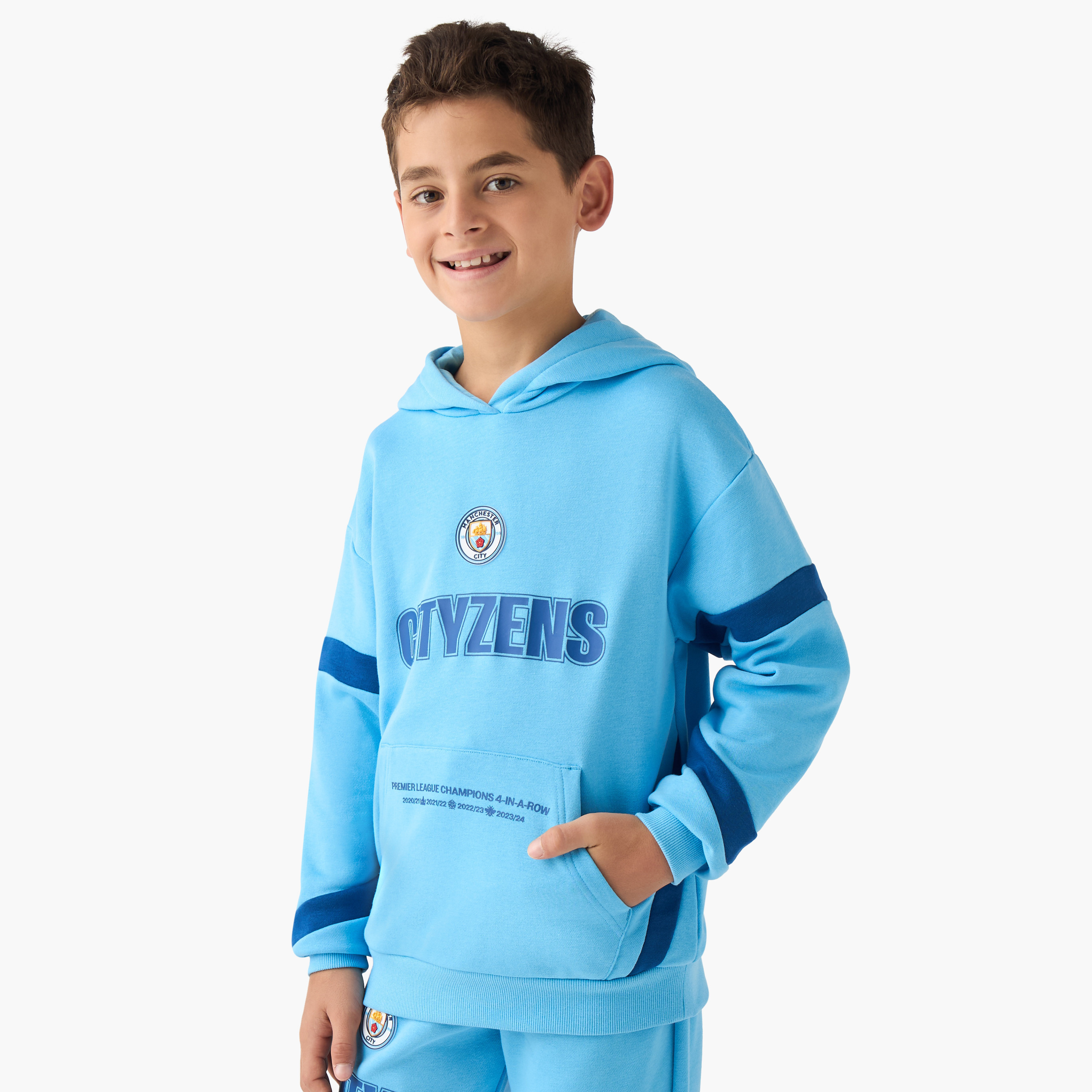Manchester City Boys Sweatshirt and Joggers Set with Print - Cotton Blend - Long Sleeves - Hood-boys-clothing-setsandcoords-image-2