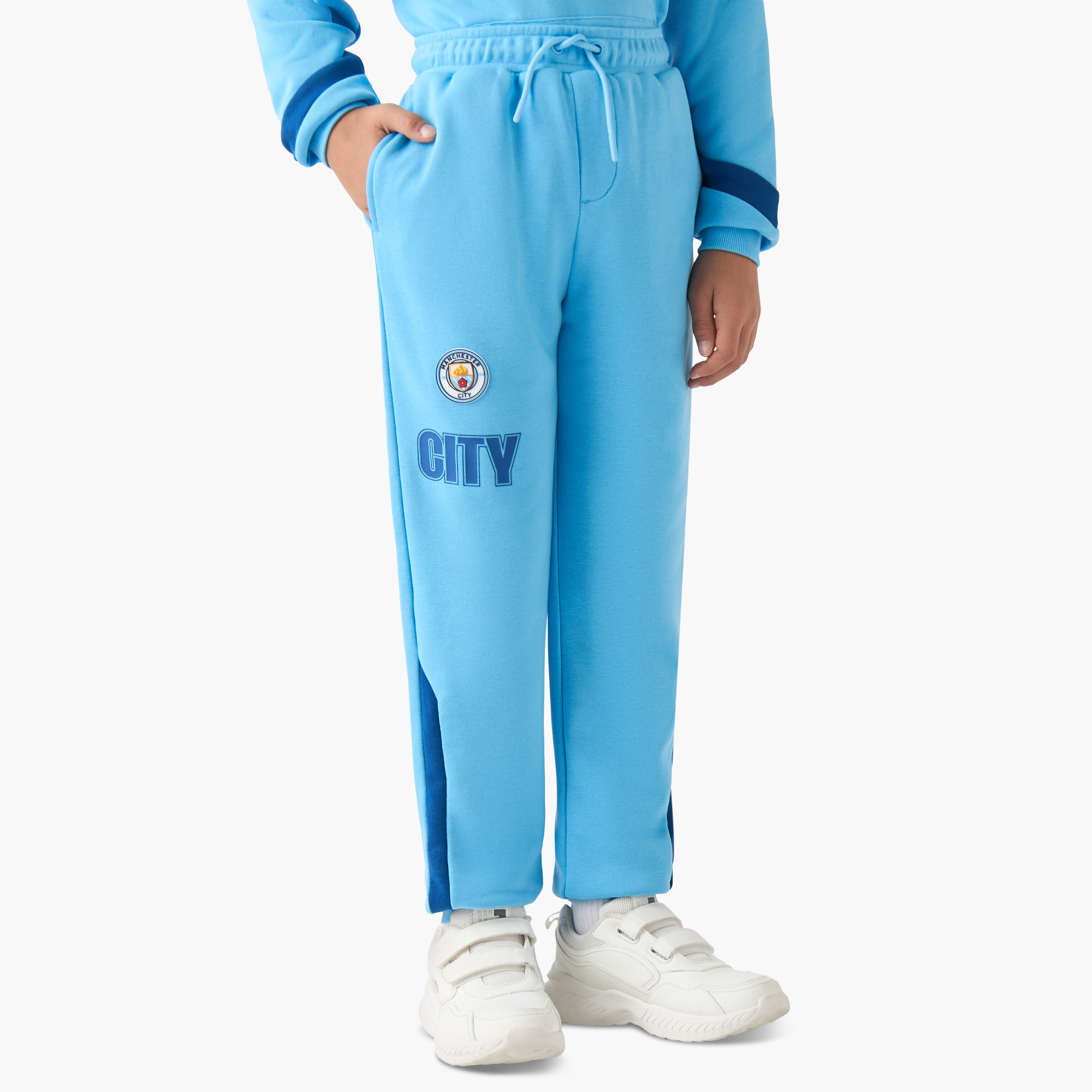 Manchester City Boys Sweatshirt and Joggers Set with Print - Cotton Blend - Long Sleeves - Hood-boys-clothing-setsandcoords-image-3