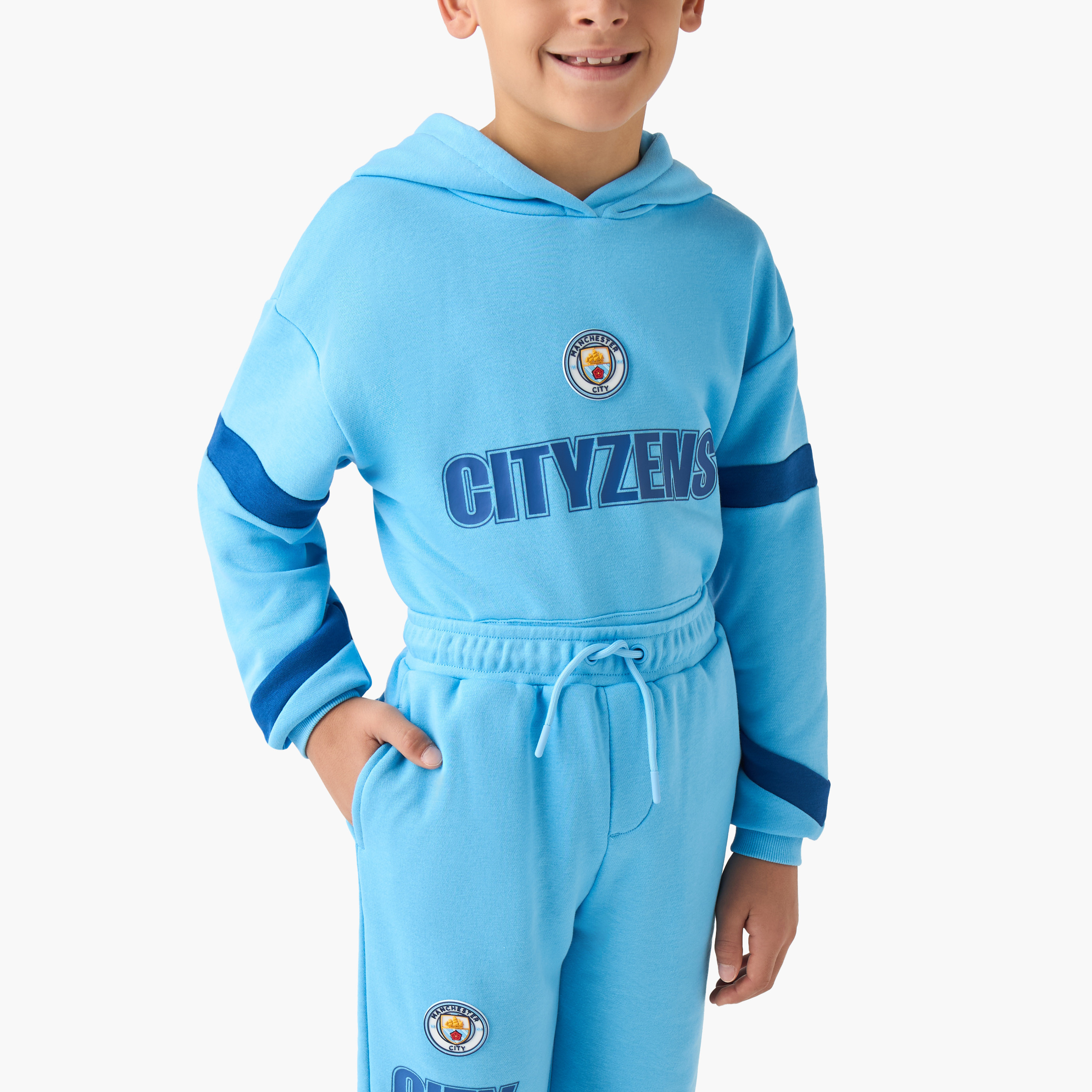 Manchester City Boys Sweatshirt and Joggers Set with Print - Cotton Blend - Long Sleeves - Hood-boys-clothing-setsandcoords-image-5