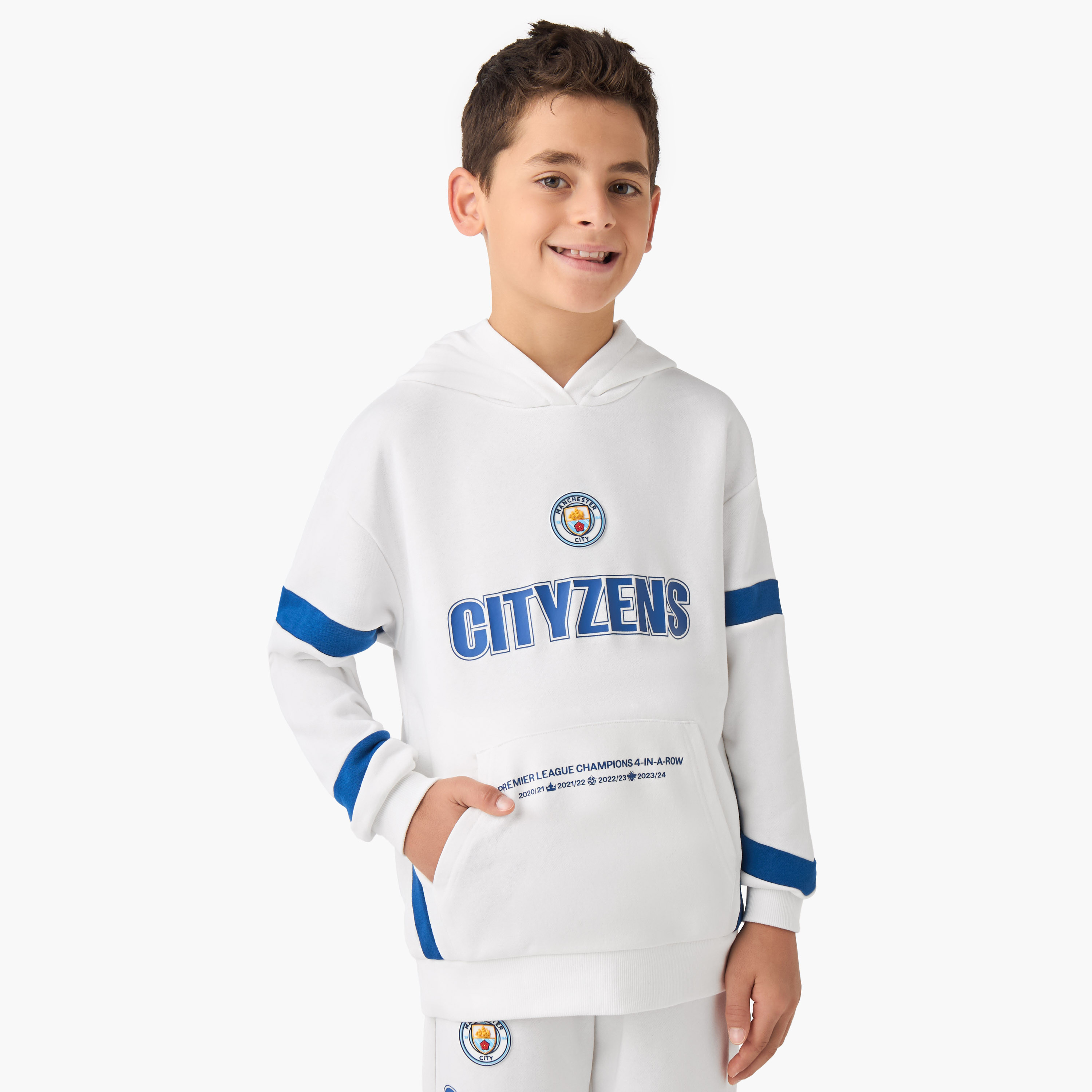Manchester City Boys Sweatshirt and Joggers Set with Print - Cotton Blend - Long Sleeves - Hood-boys-clothing-setsandcoords-image-2