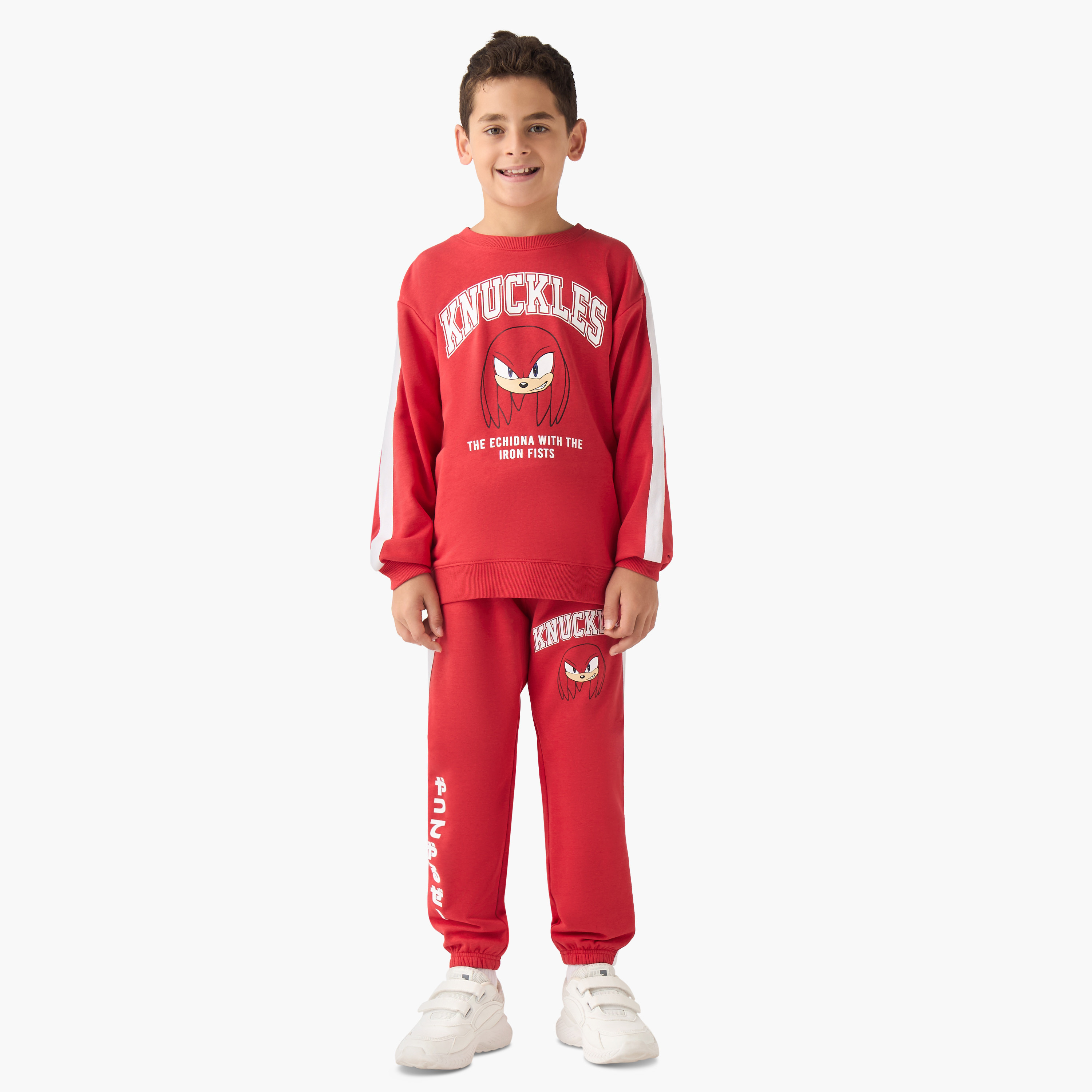 طقم سويت شيرت وبنطلون رياضي بطبعات - مزيج القطن - أكمام طويلة - ياقة ضيقة-boys-clothing-setsandcoords-image-1
